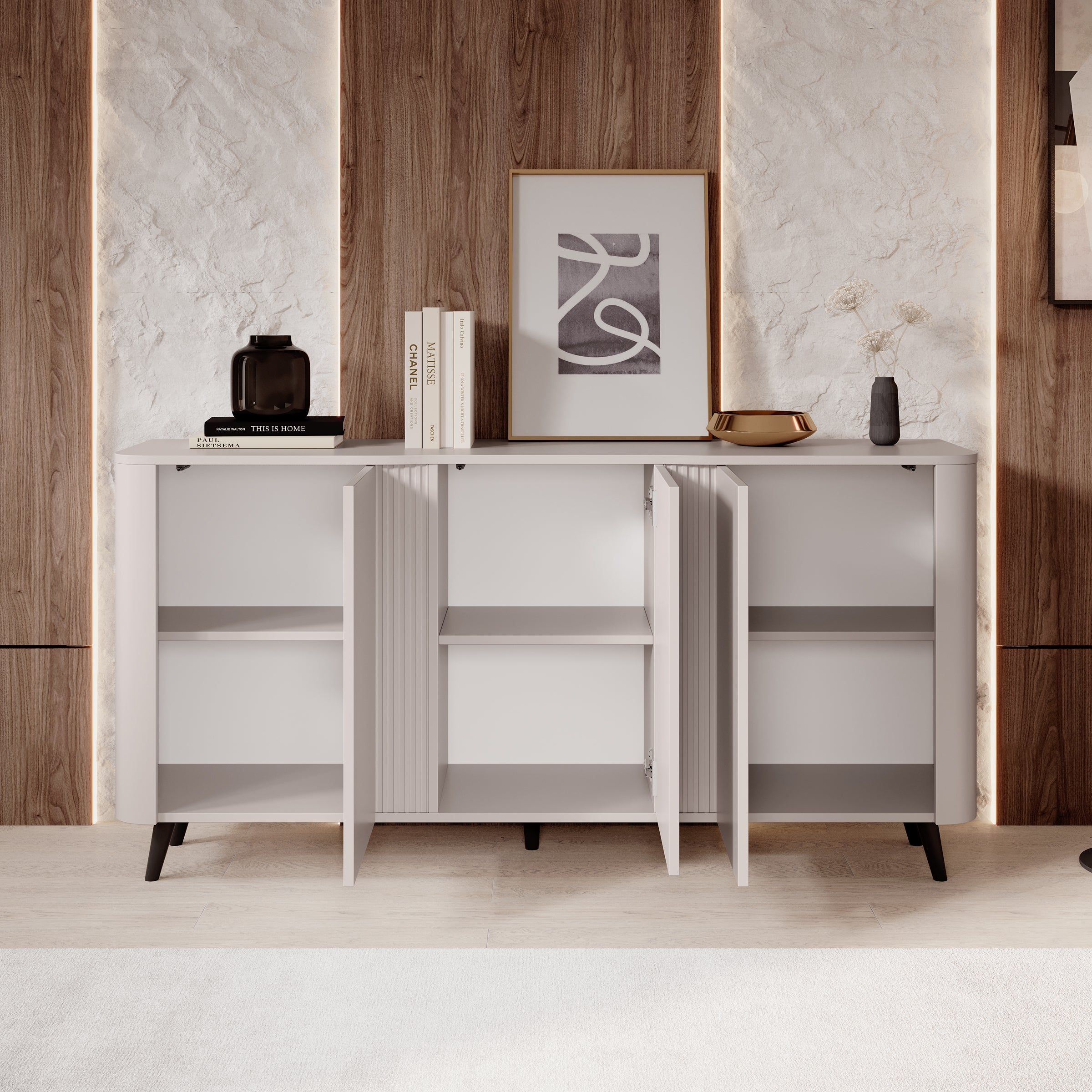 Veda - Dressoir - Beige - 151x39x76 cm