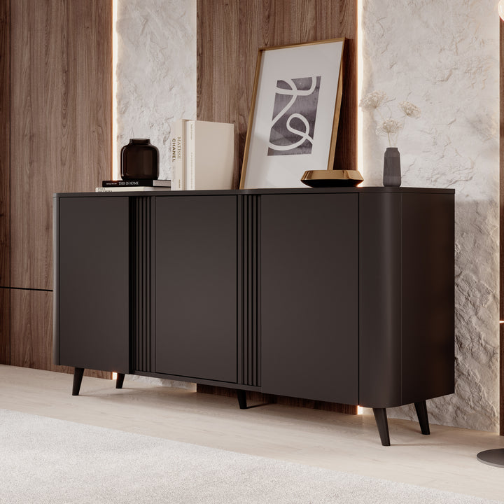 Veda - Dressoir - Zwart - 151x39x76 cm
