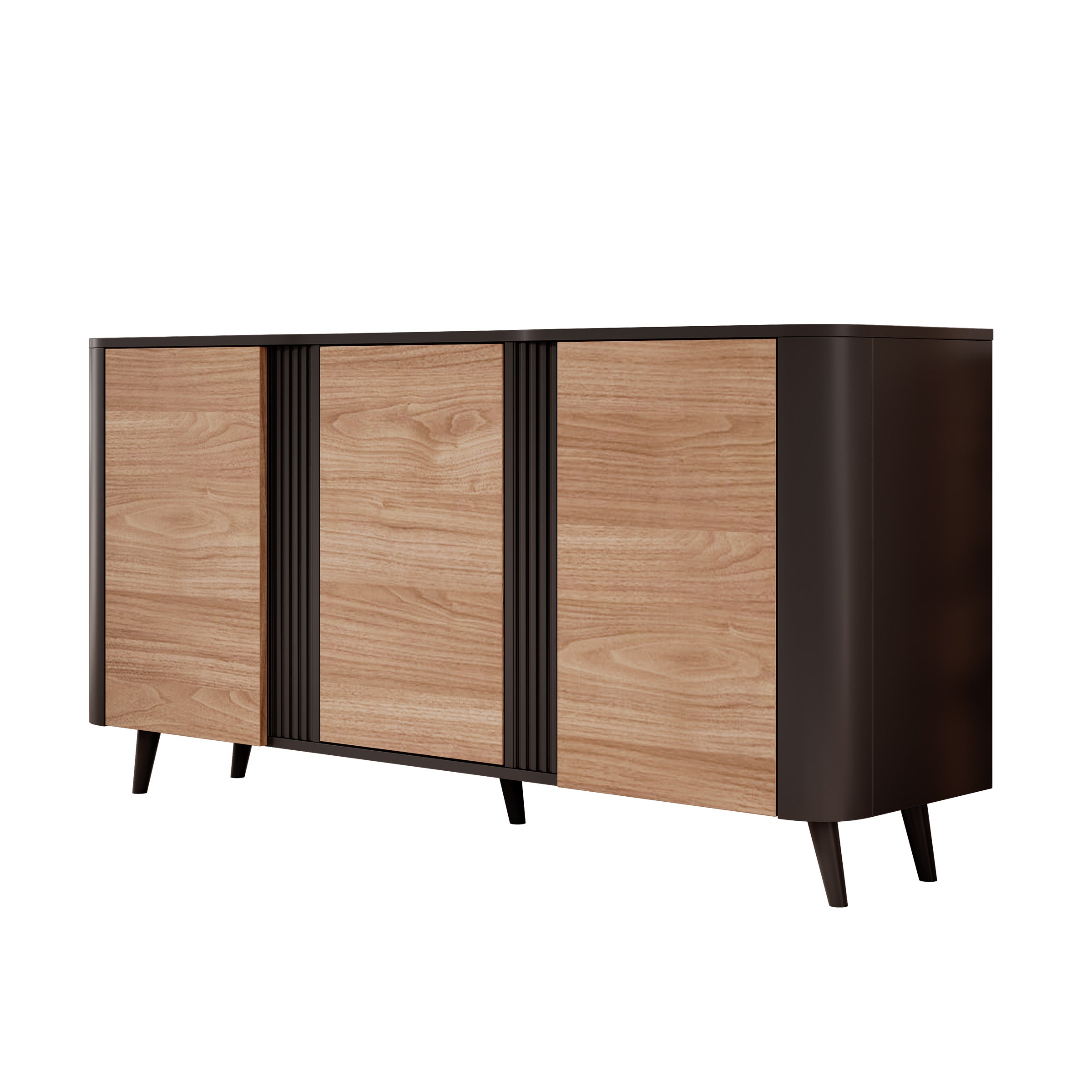 Veda - Dressoir - Zwart/eiken - 151x39x76 cm