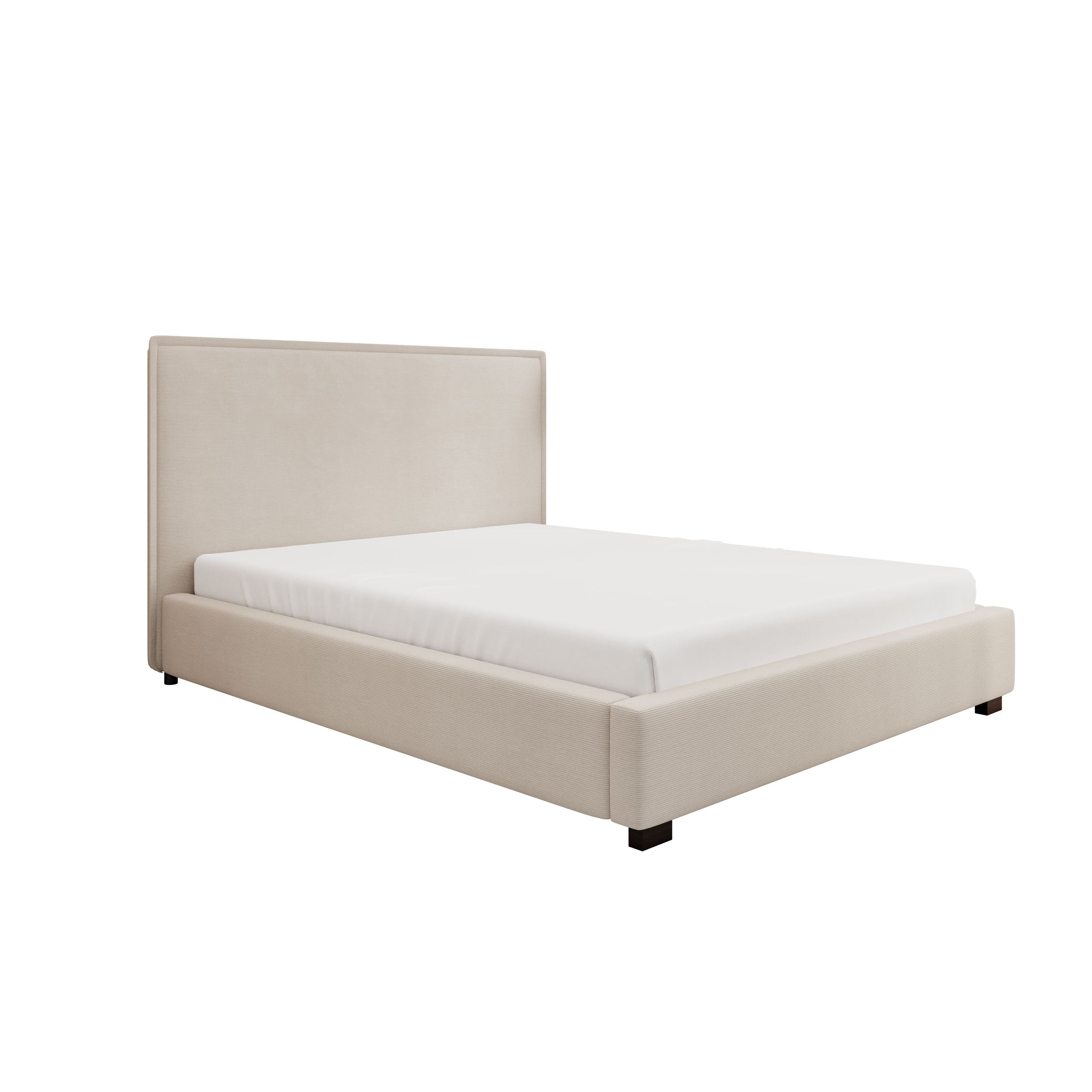 Veda - Tweepersoonsbed - Ribstof beige - 160x200 cm