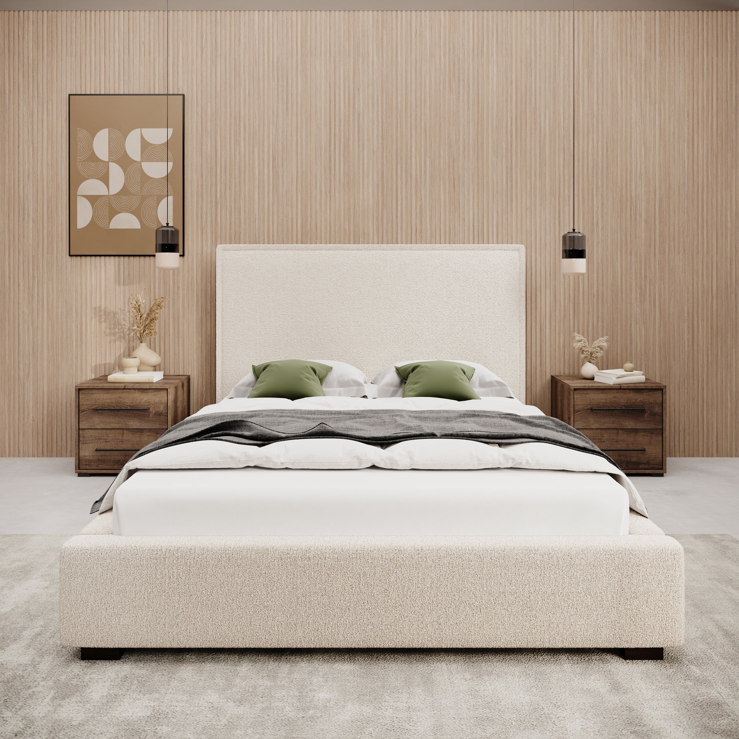 Veda - Tweepersoonsbed - Teddystof beige - 140x200 cm