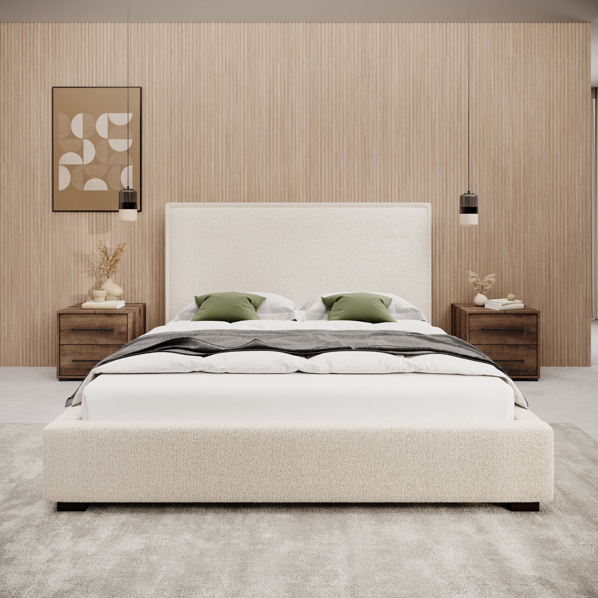 Veda - Tweepersoonsbed - Teddystof beige - 160x200 cm