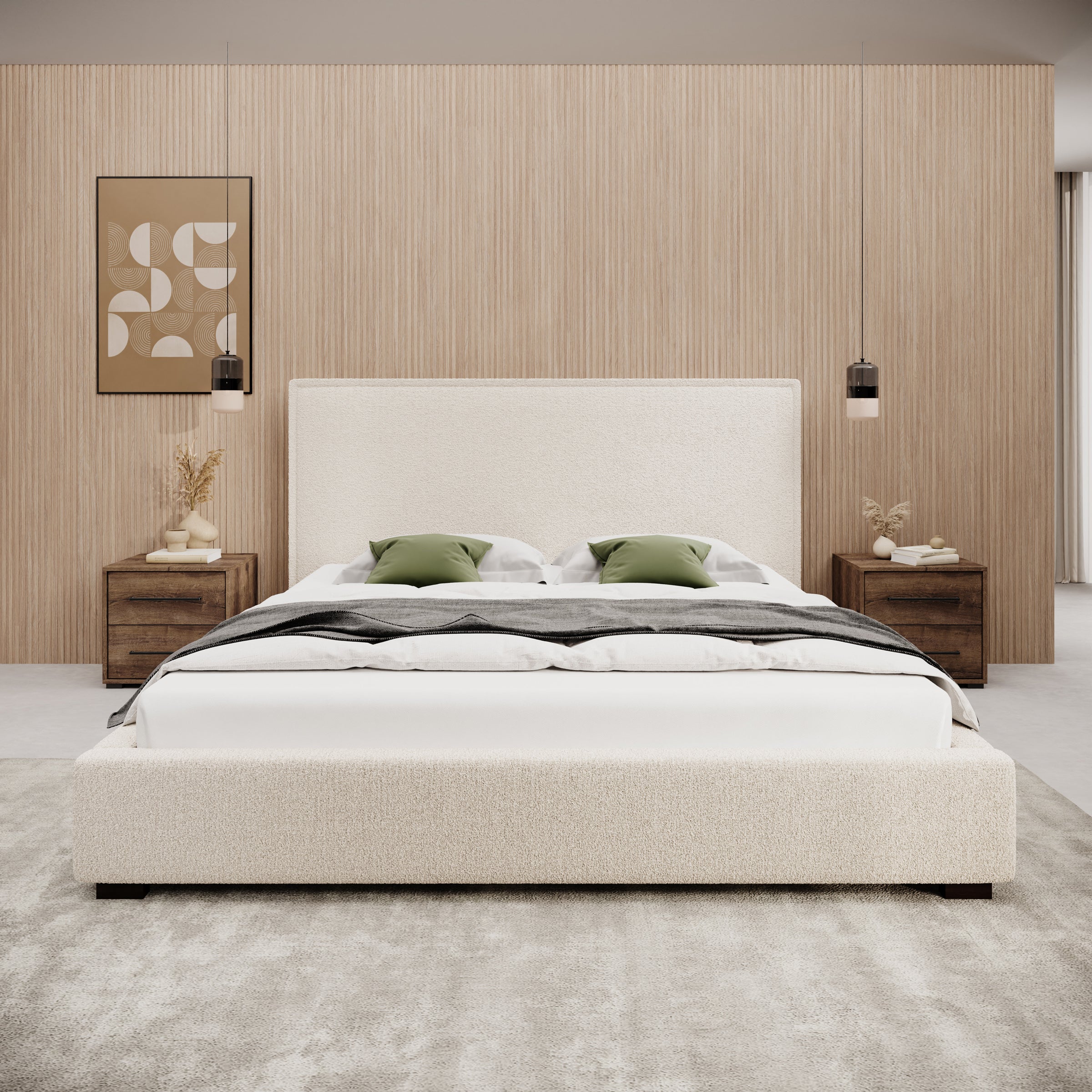 Veda - Tweepersoonsbed - Teddystof beige - 180x200 cm