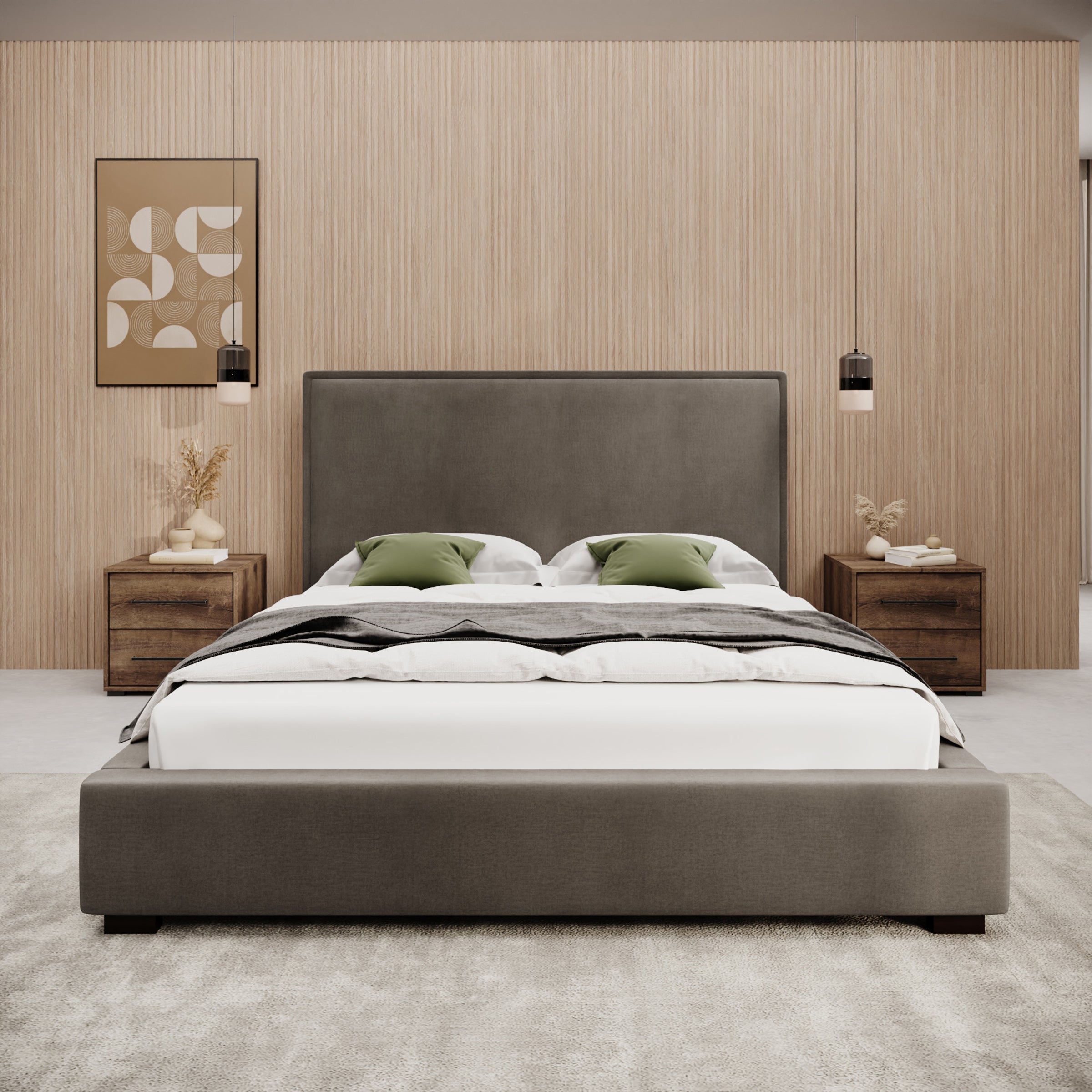 Veda - Tweepersoonsbed - Velvet beige - 160x200 cm