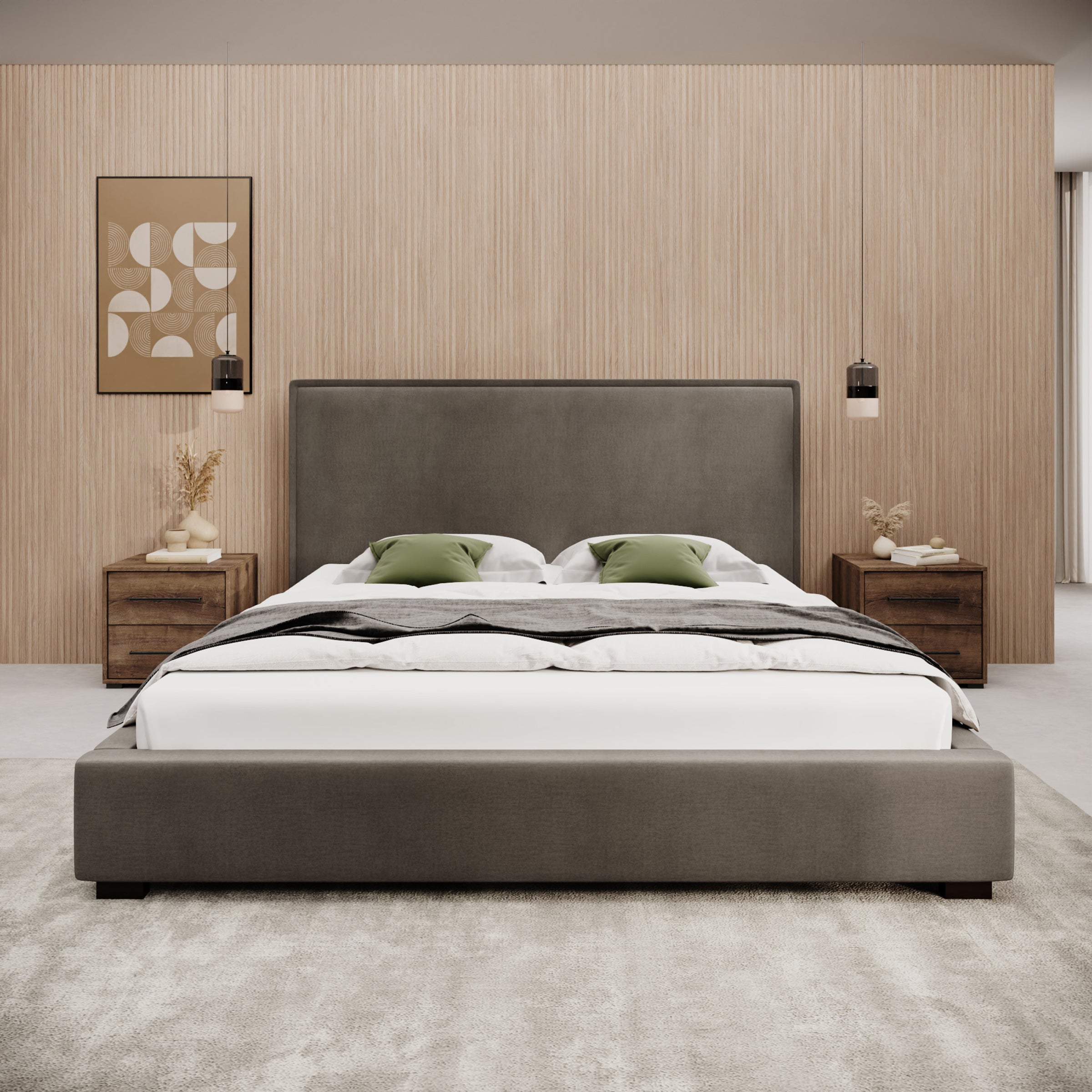 Veda - Tweepersoonsbed - Velvet beige - 180x200 cm
