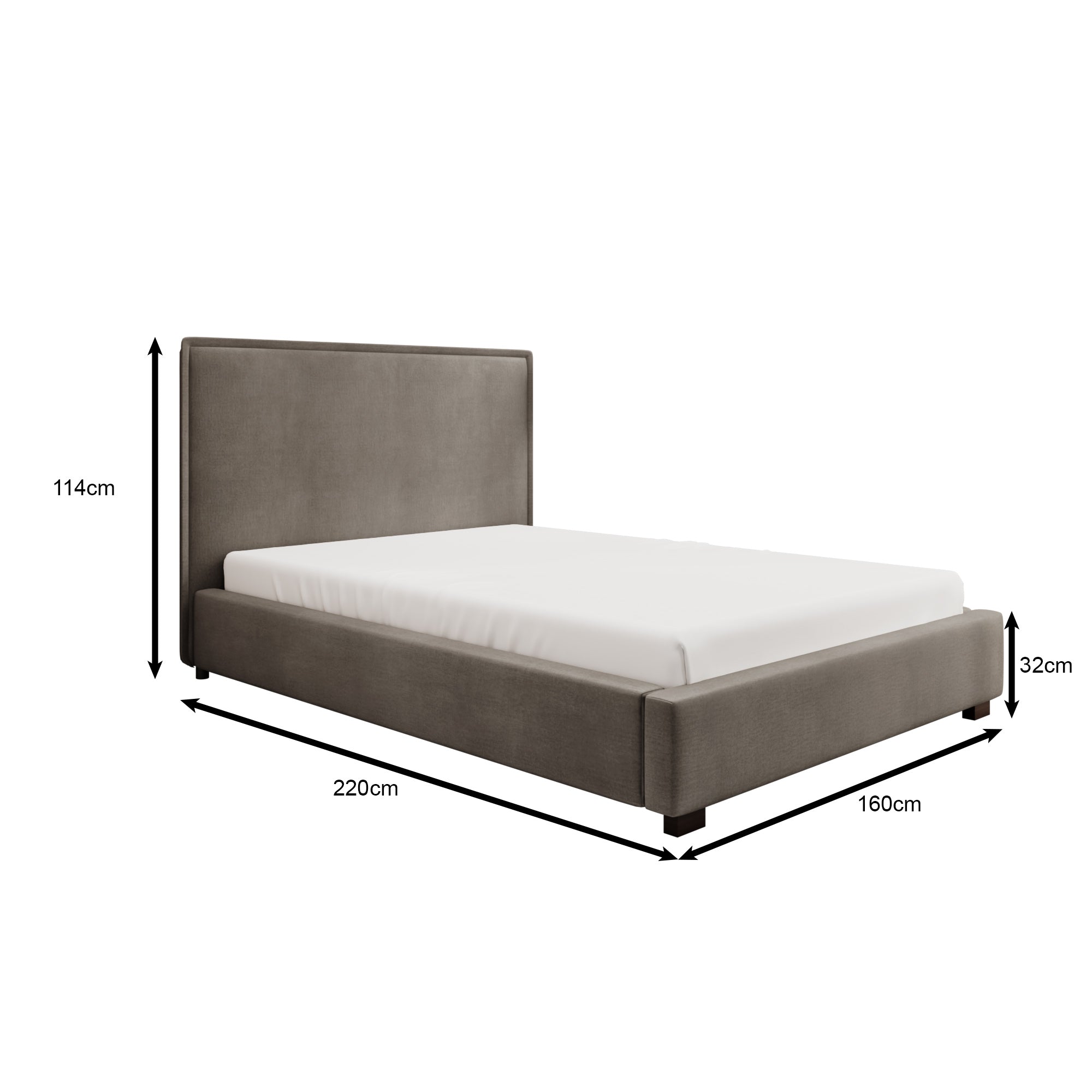 Veda - Tweepersoonsbed - Velvet grijs - 140x200 cm