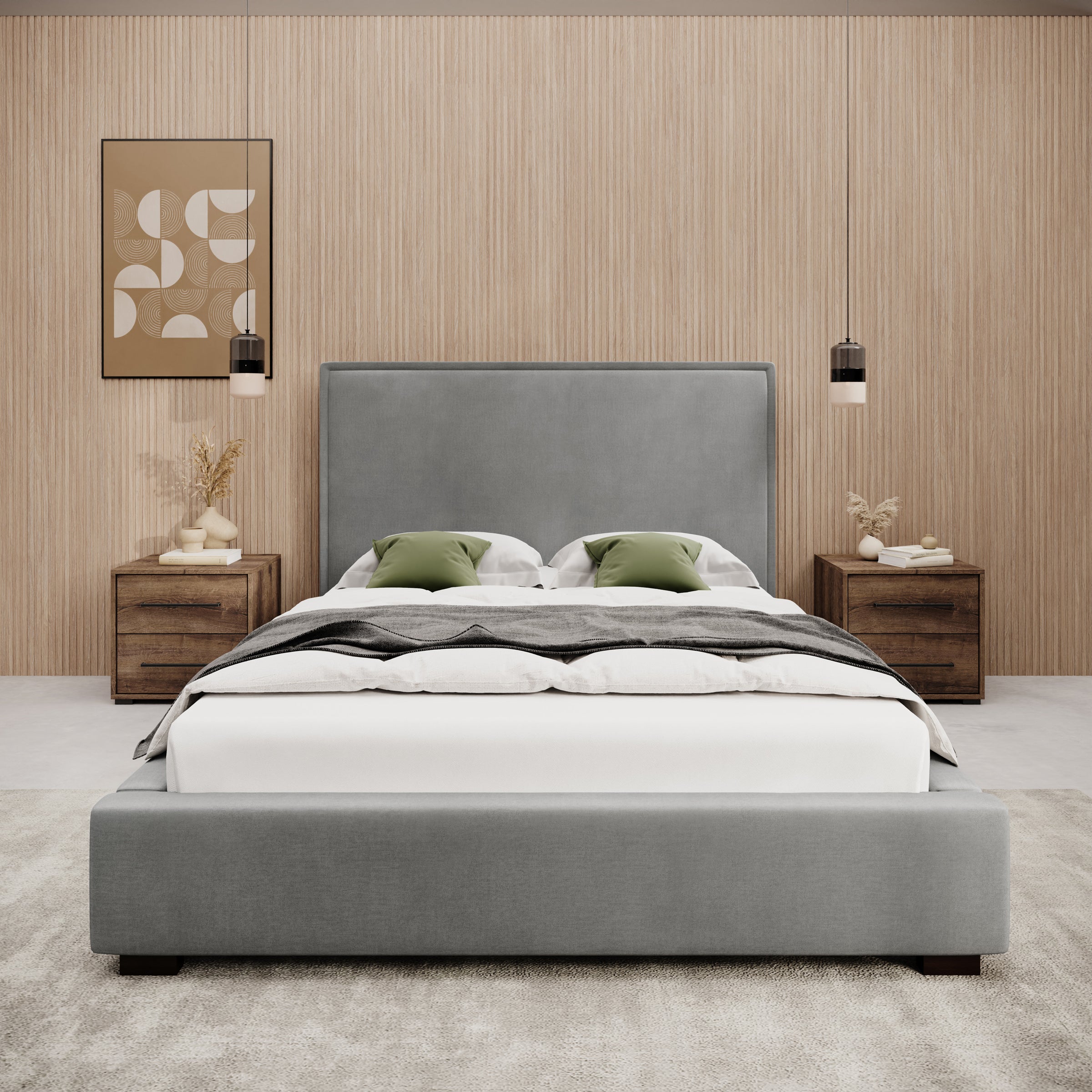 Veda - Tweepersoonsbed - Velvet grijs - 140x200 cm