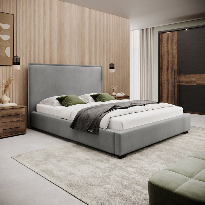 Veda - Tweepersoonsbed - Velvet grijs - 160x200 cm