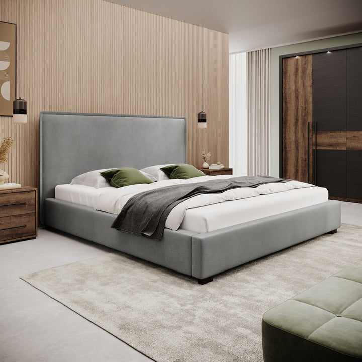 Veda - Tweepersoonsbed - Velvet grijs - 180x200 cm