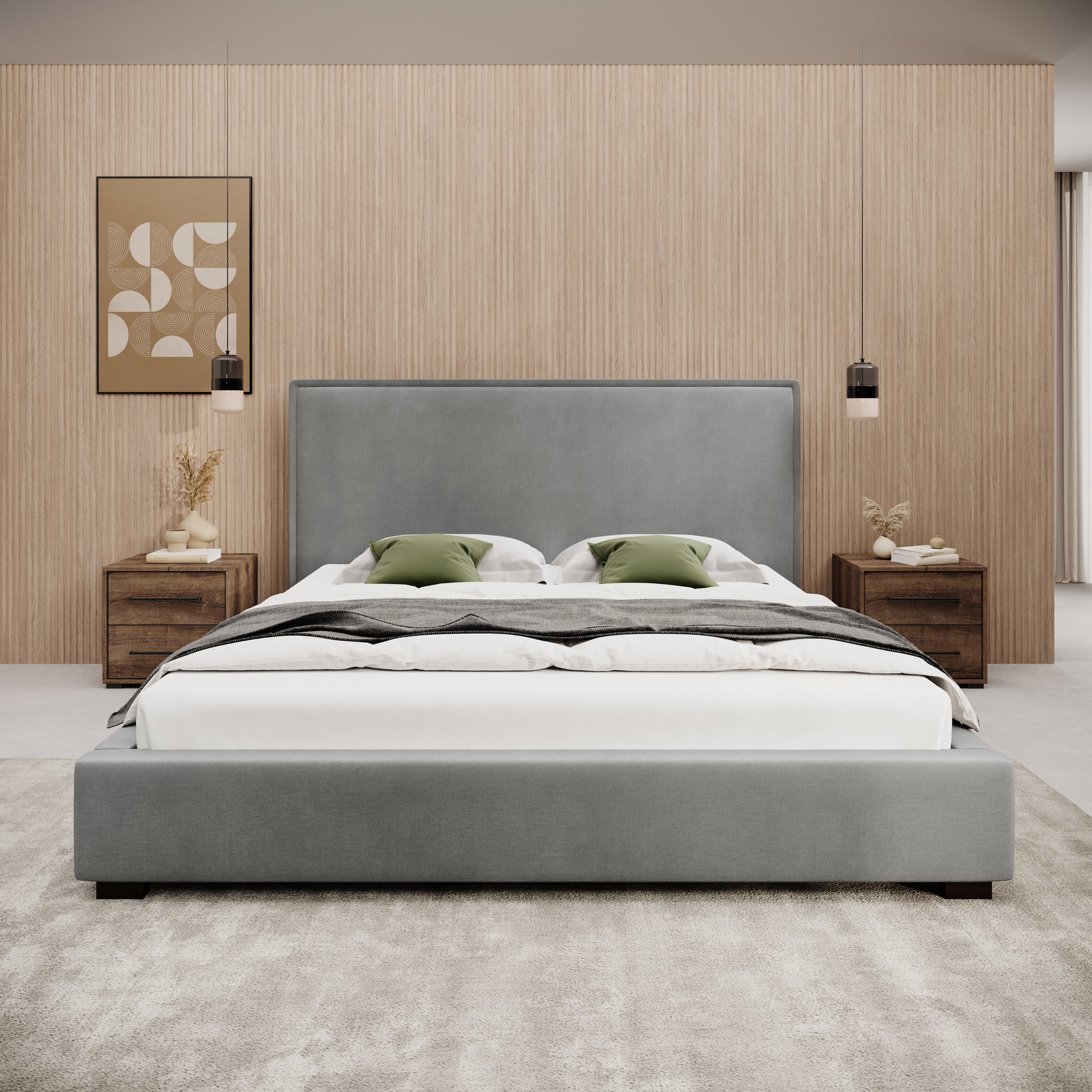 Veda - Tweepersoonsbed - Velvet grijs - 180x200 cm