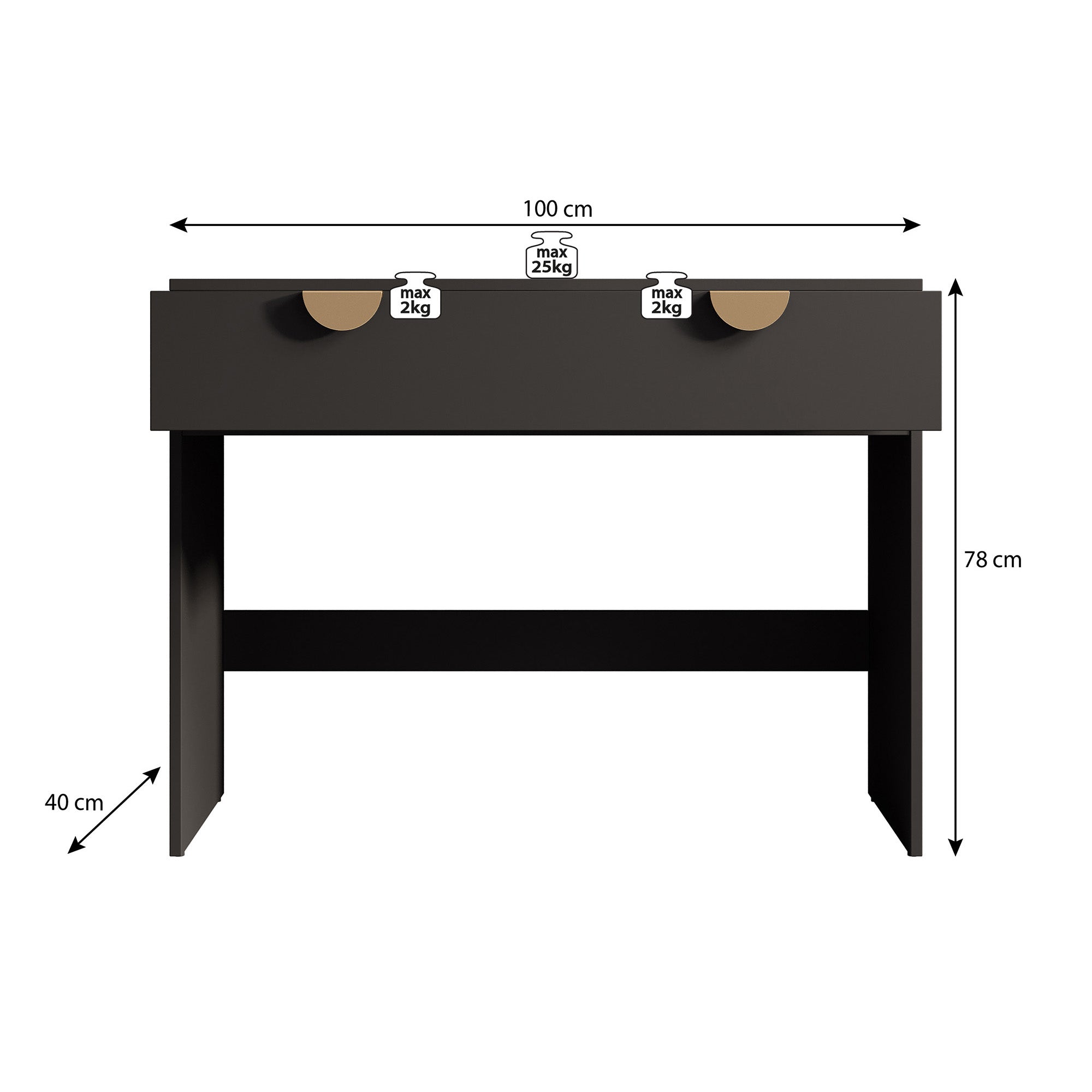 Veerle - Kaptafel - Zwart - 100x40 cm