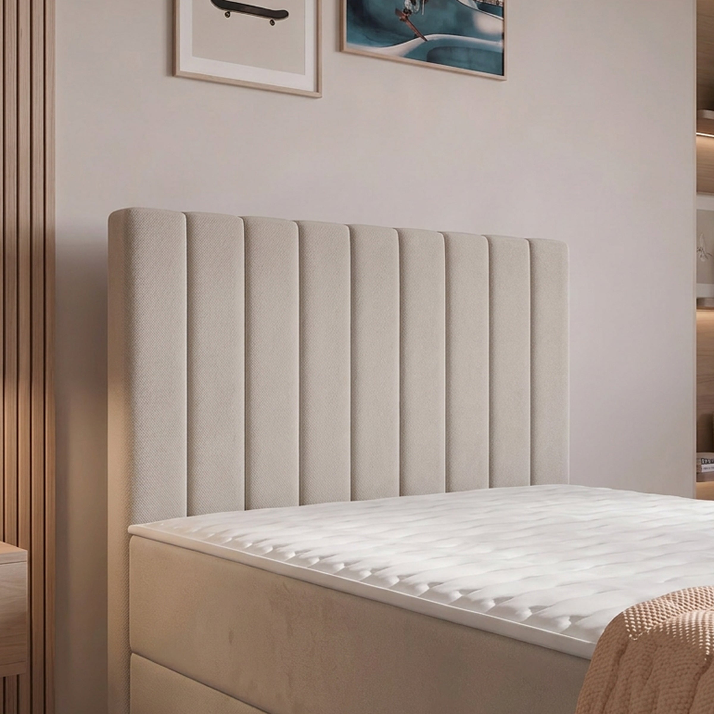 Vega - Boxspring met opbergruimte - Velvet beige - 90x200 cm