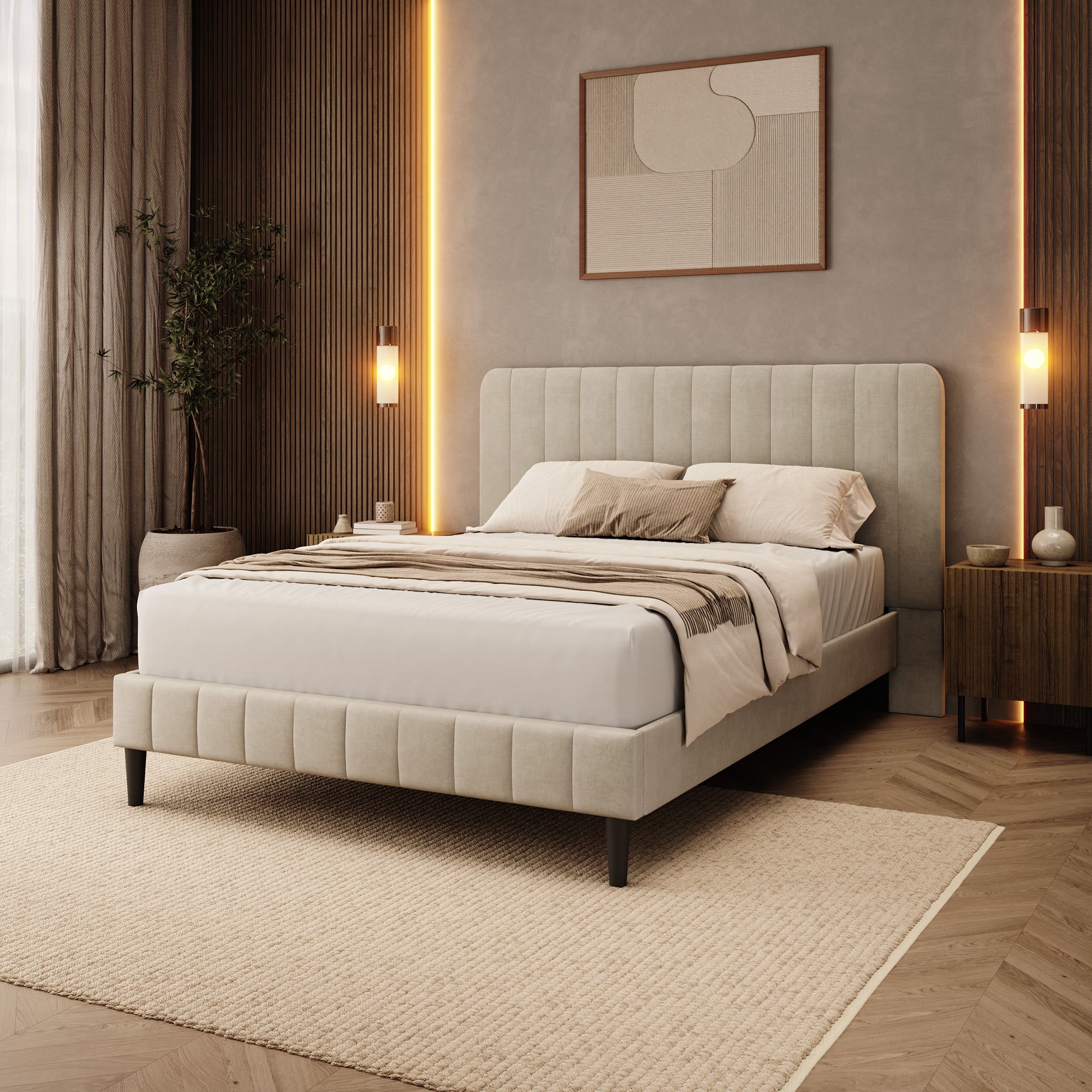 Velamar - Tweepersoonsbed - Velvet beige - 140x200 cm