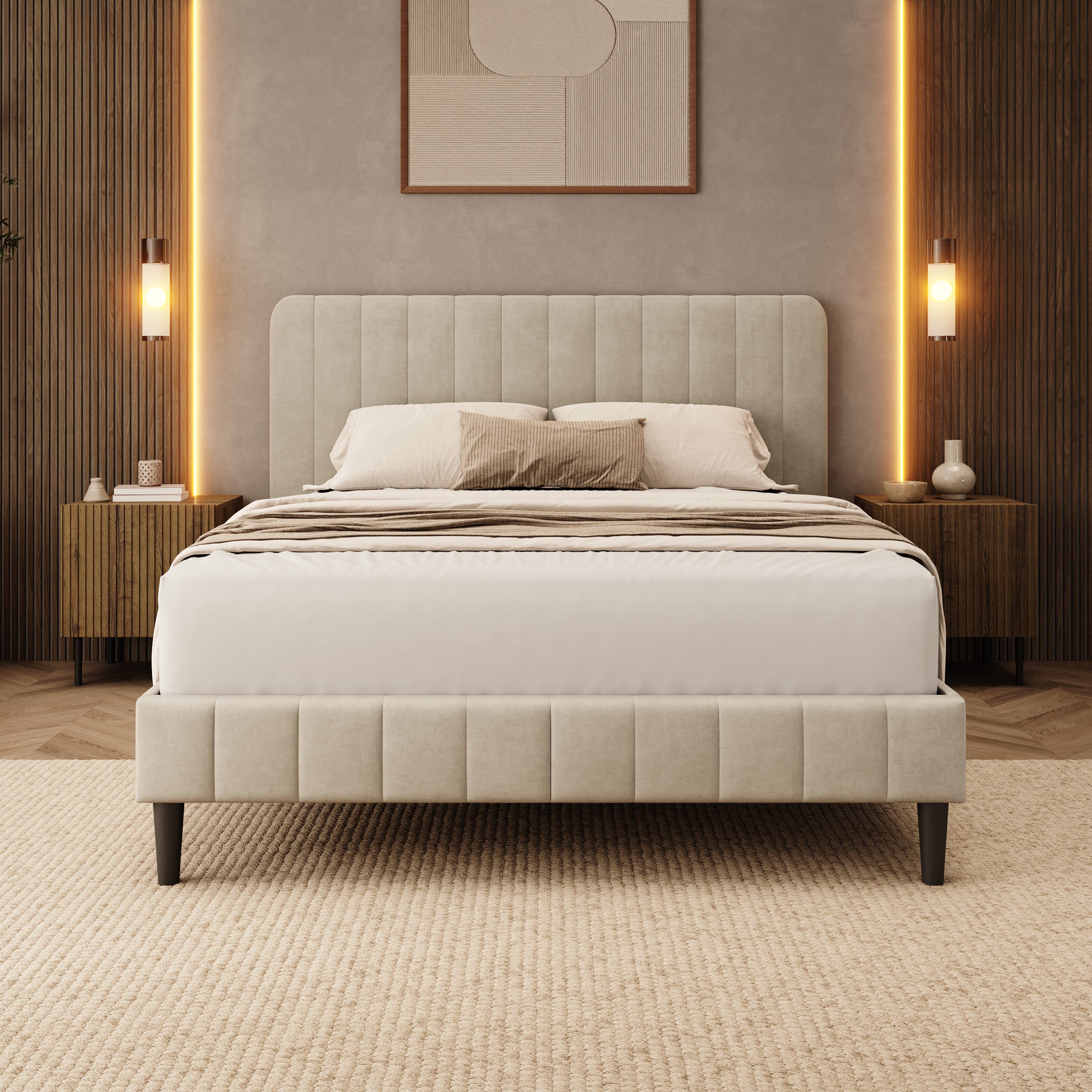 Velamar - Tweepersoonsbed - Velvet beige - 140x200 cm