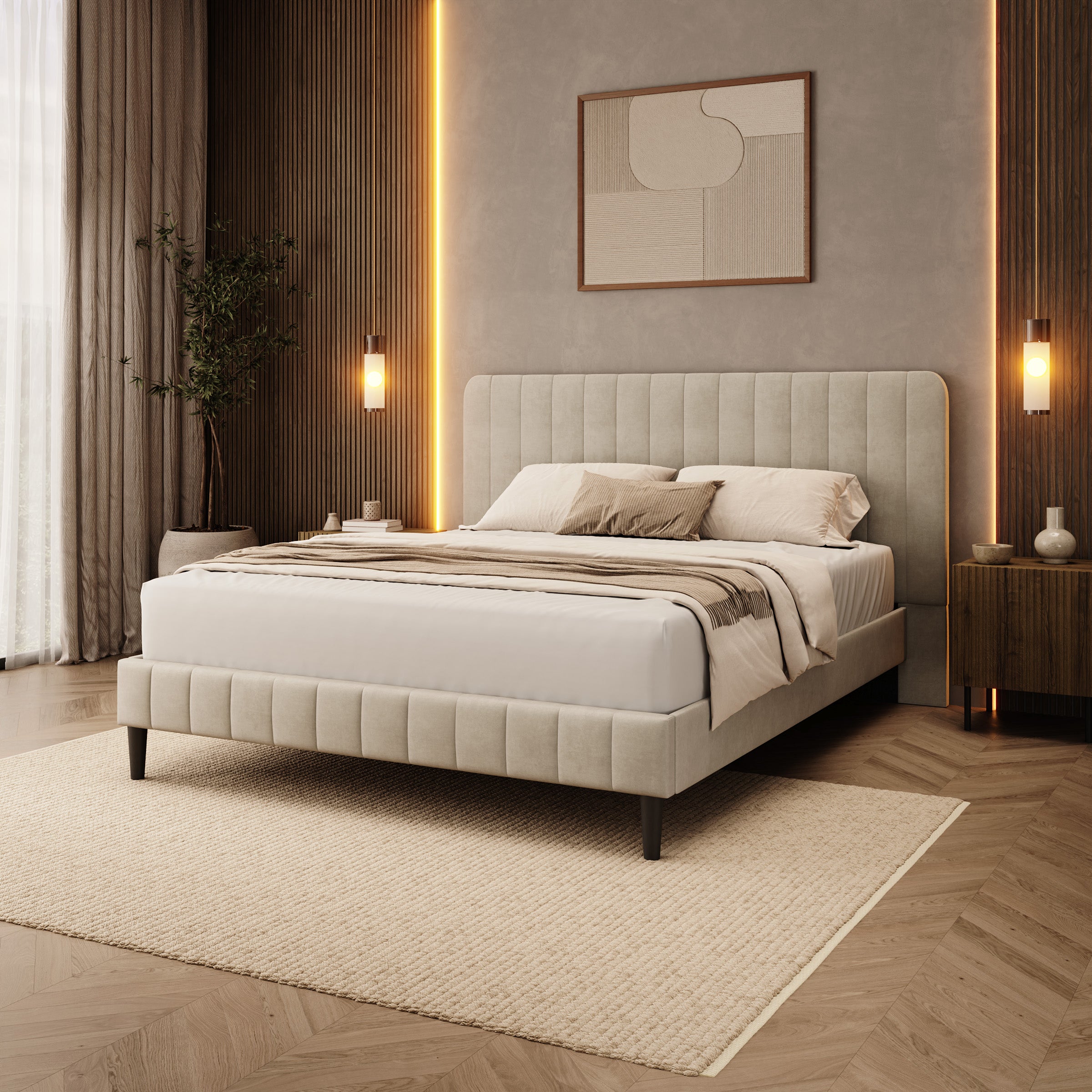 Velamar - Tweepersoonsbed - Velvet beige - 160x200 cm