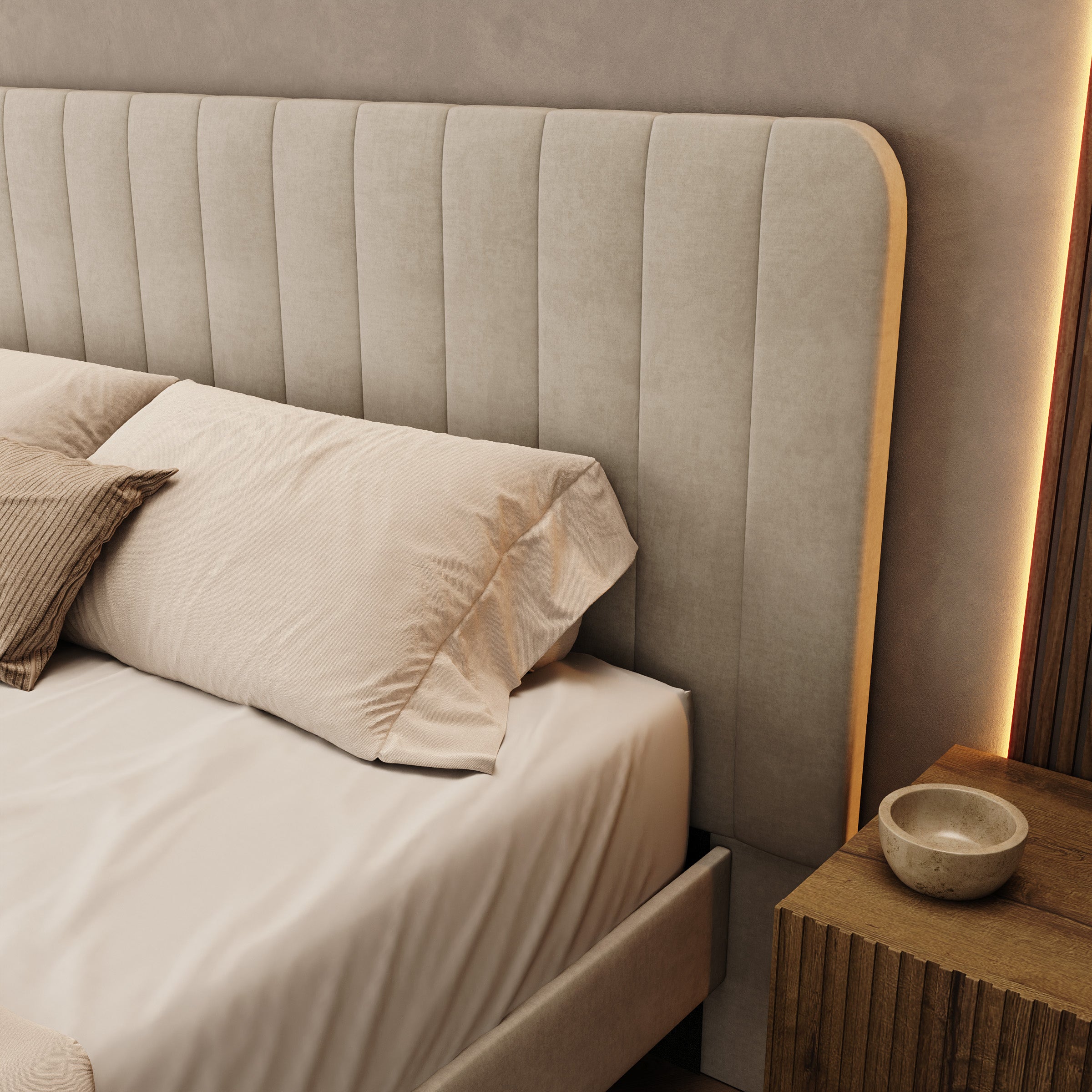 Velamar - Tweepersoonsbed - Velvet beige - 160x200 cm