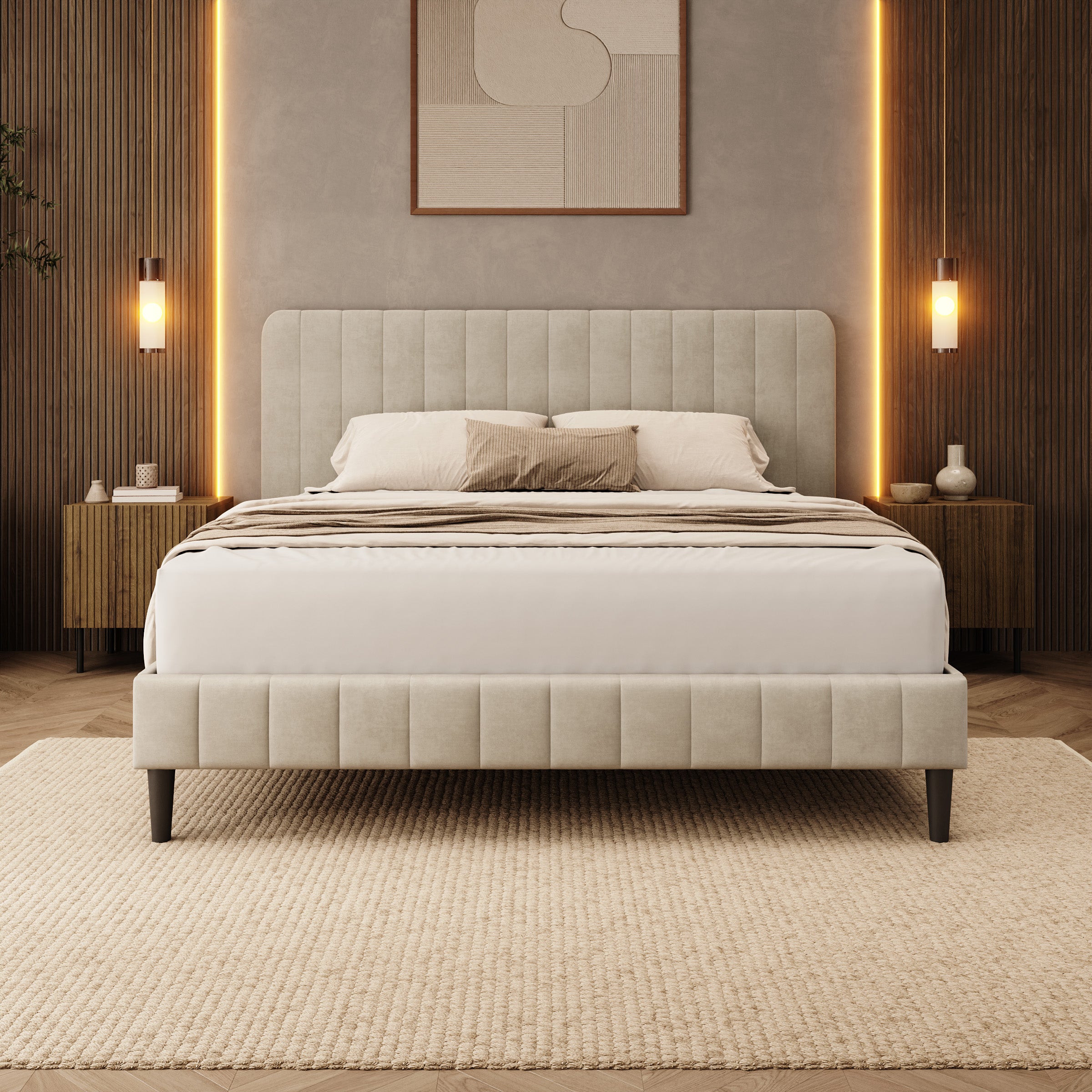 Velamar - Tweepersoonsbed - Velvet beige - 160x200 cm