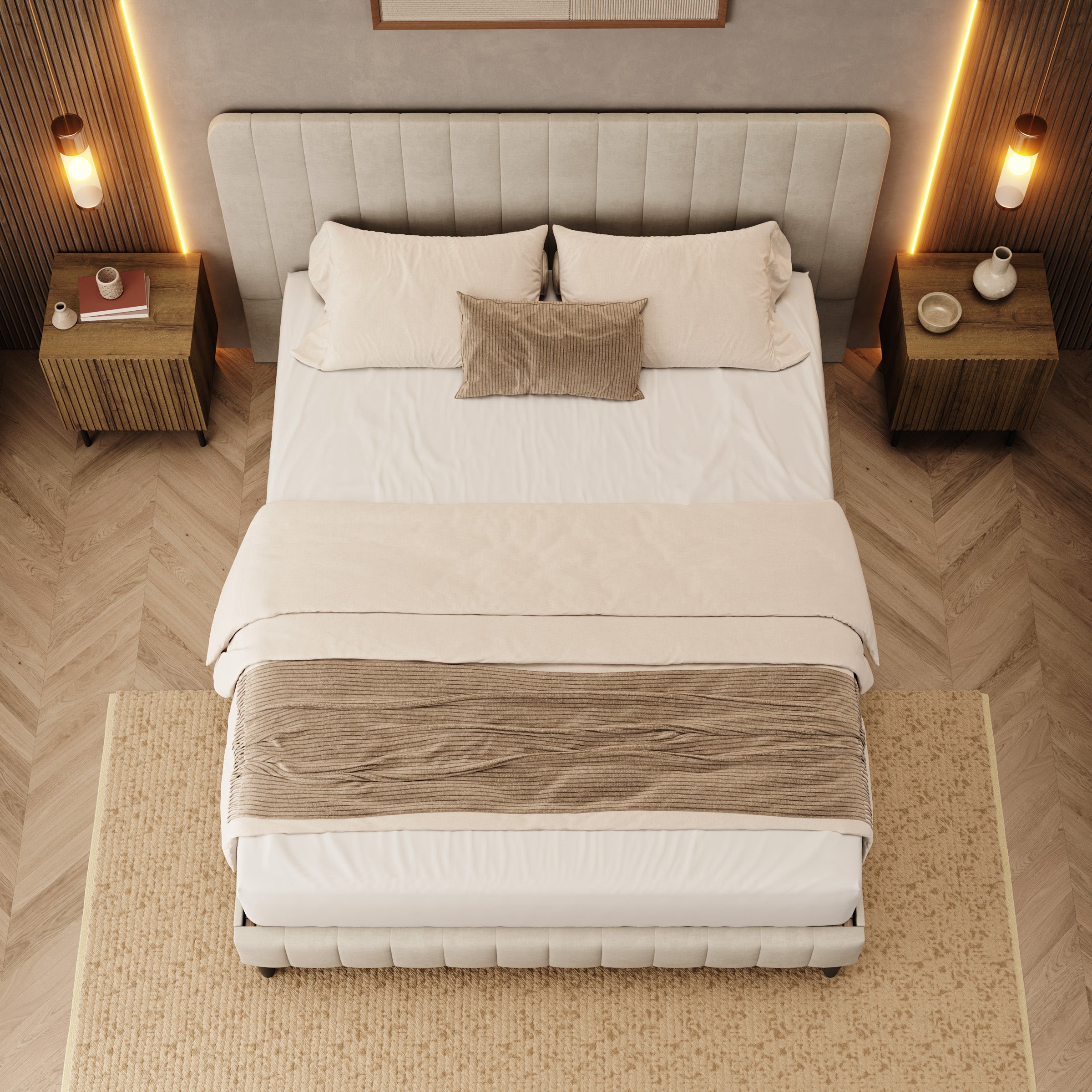 Velamar - Tweepersoonsbed - Velvet beige - 160x200 cm