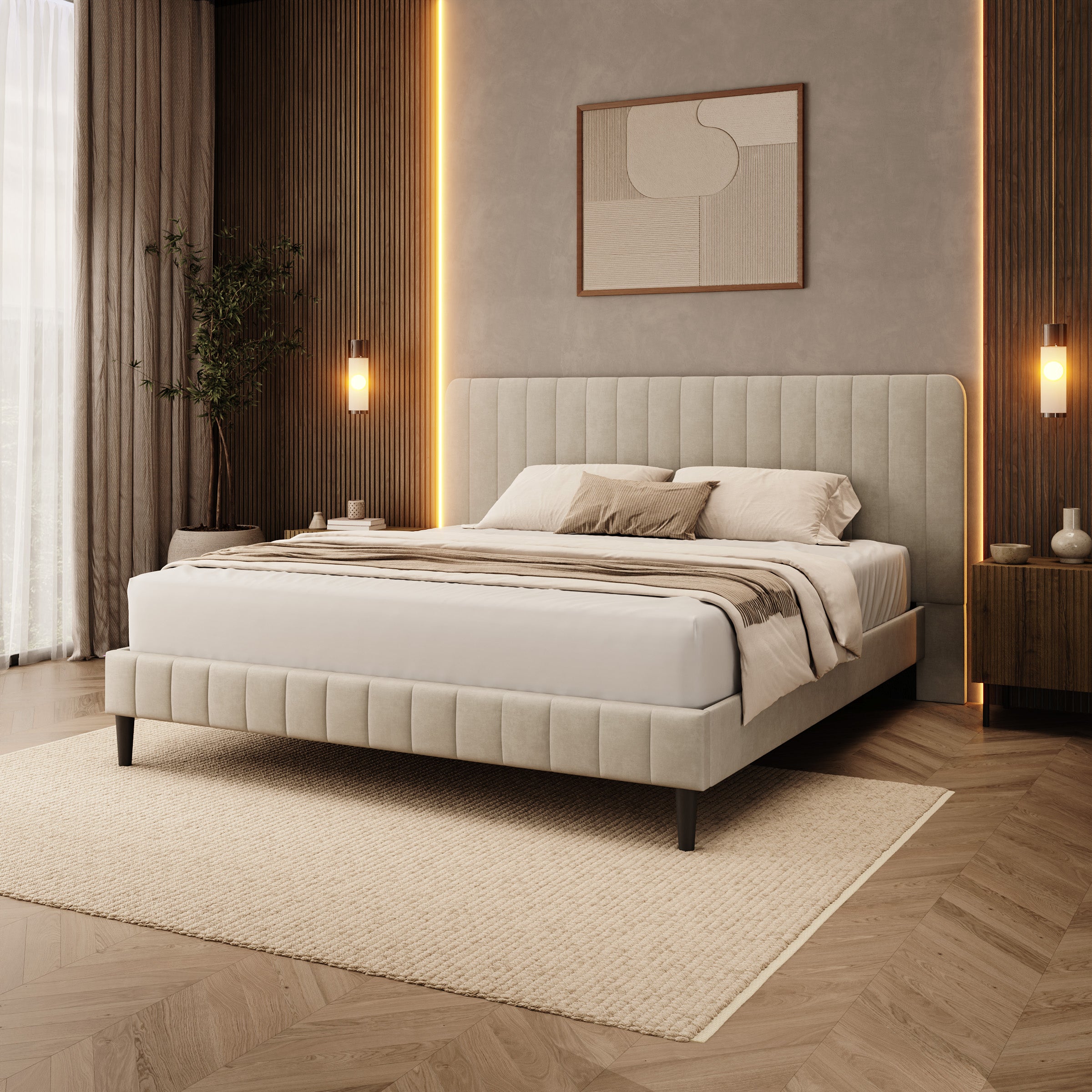 Velamar - Tweepersoonsbed - Velvet beige - 180x200 cm