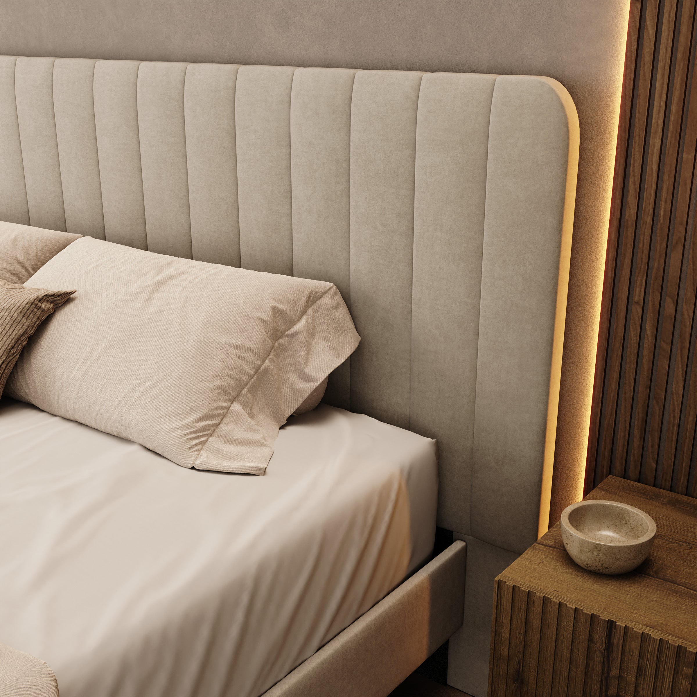 Velamar - Tweepersoonsbed - Velvet beige - 180x200 cm