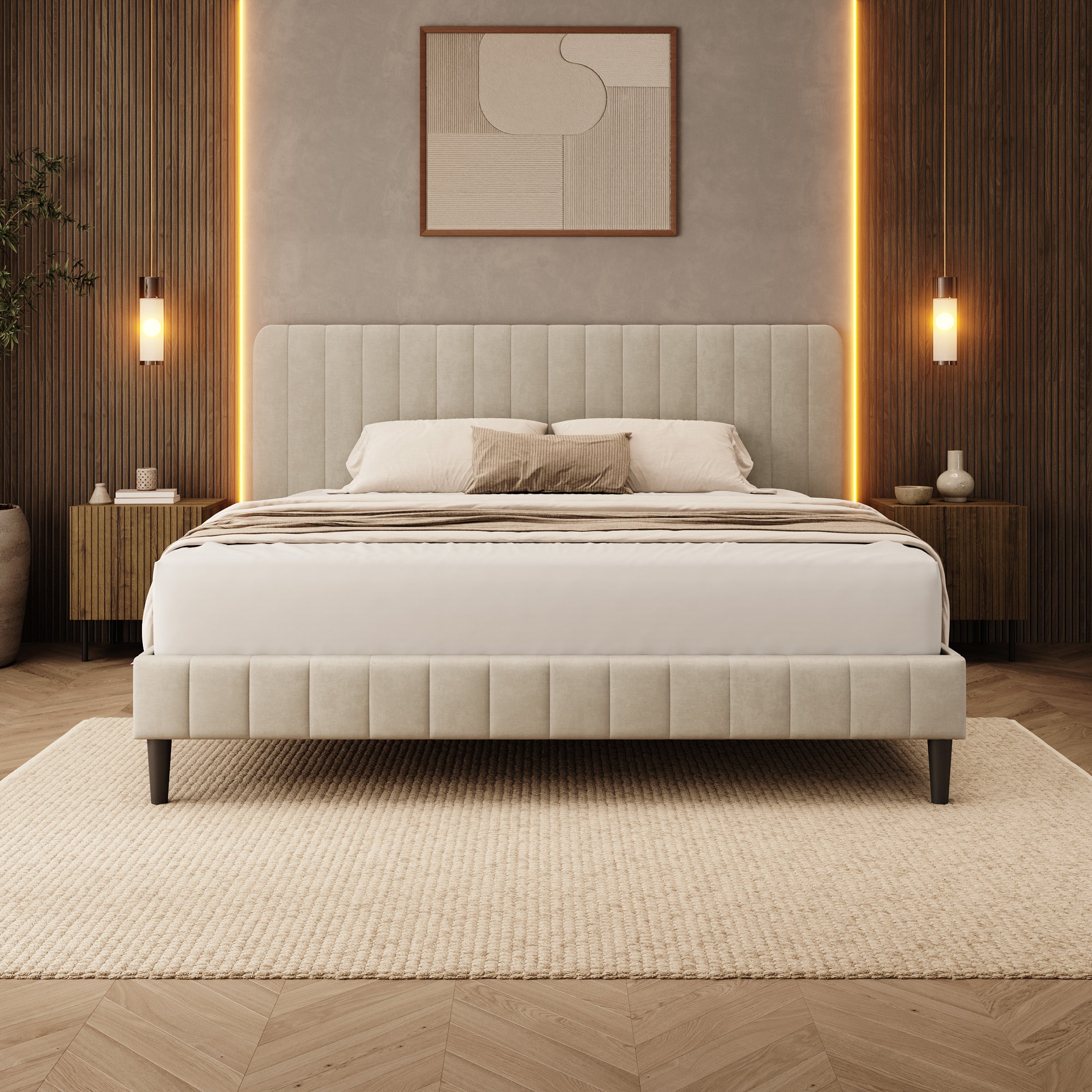 Velamar - Tweepersoonsbed - Velvet beige - 180x200 cm