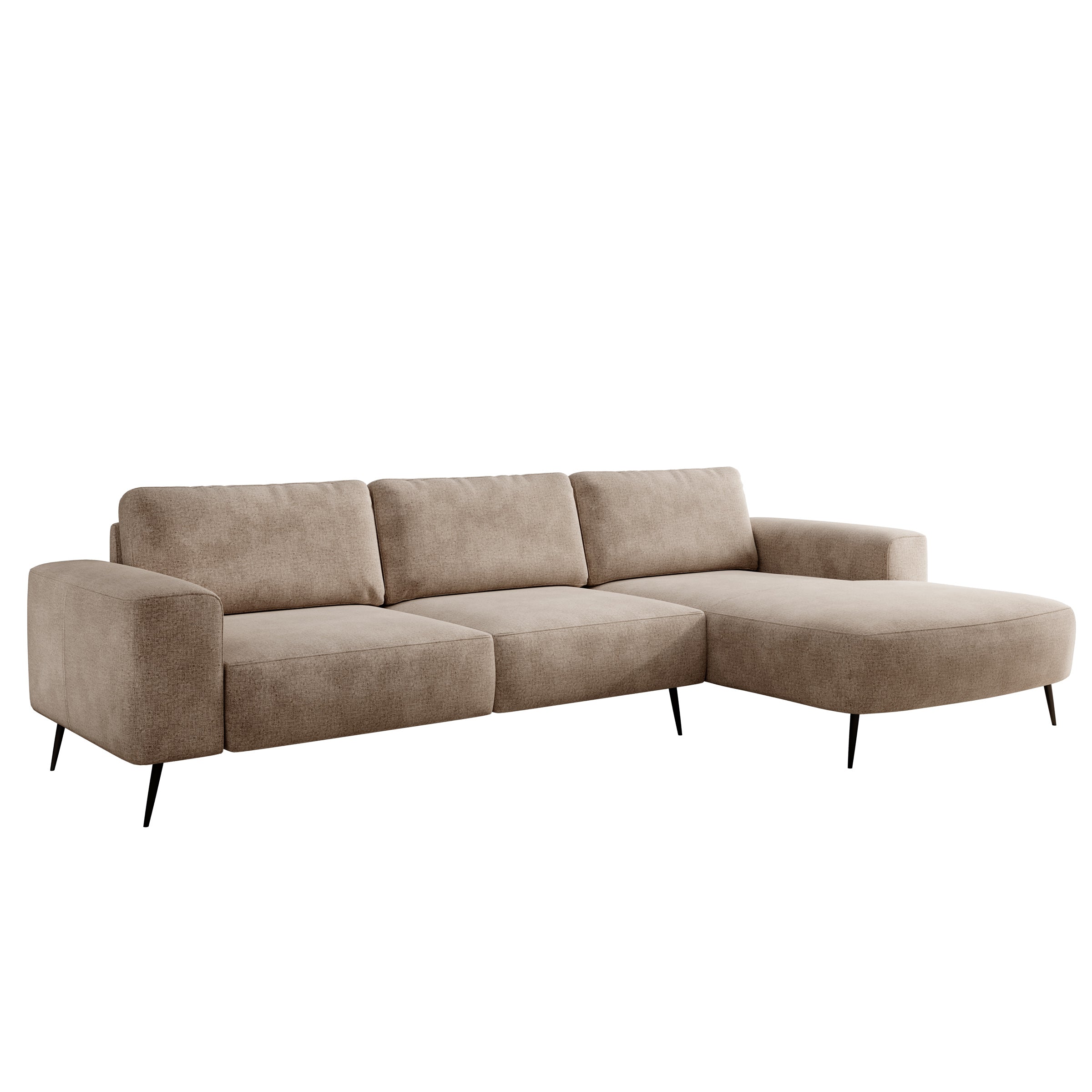 Veldan - Hoekbank 3-zits met lounge - Beige stof - Rechts