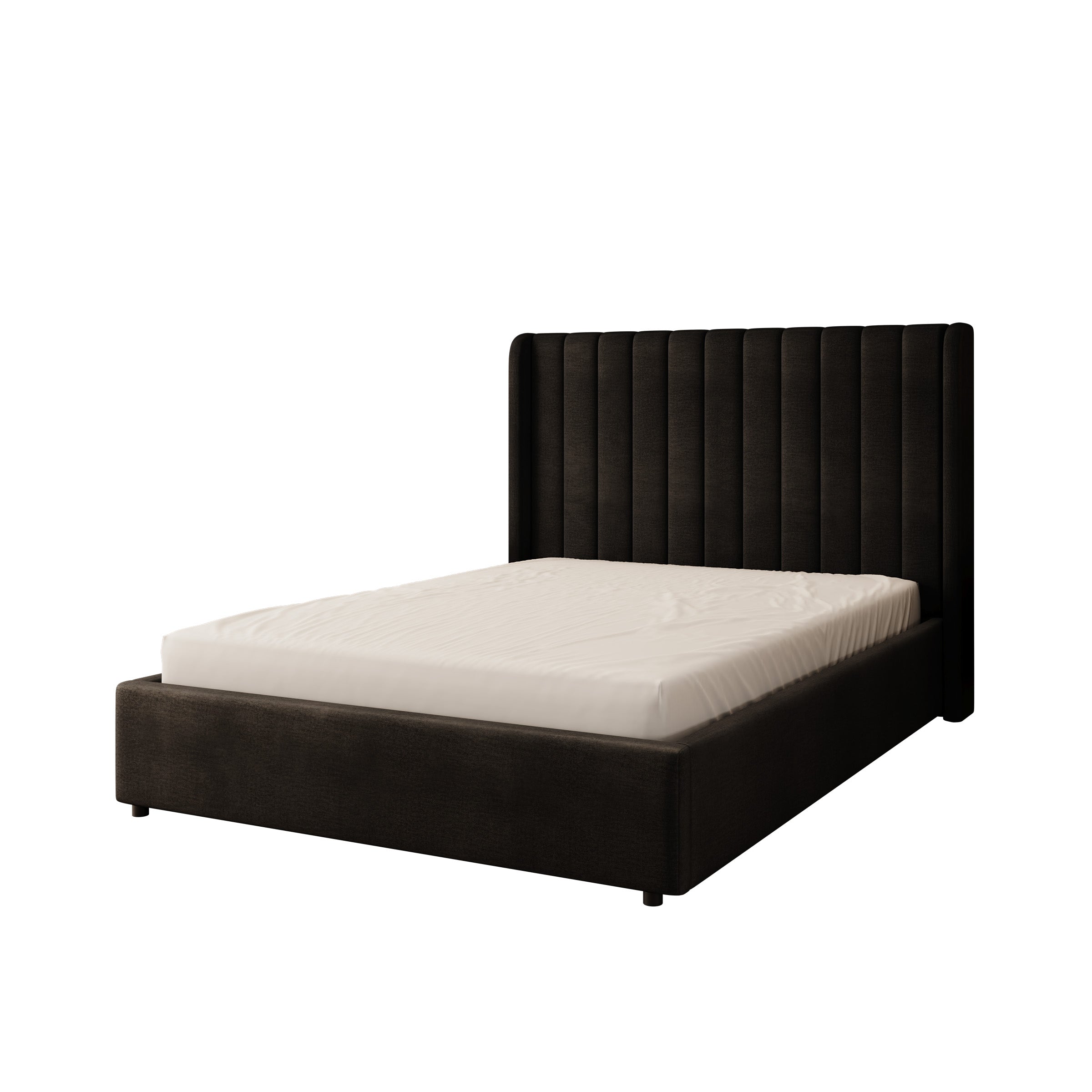 Vento - Tweepersoonsbed - Velvet zwart - 140x200 cm
