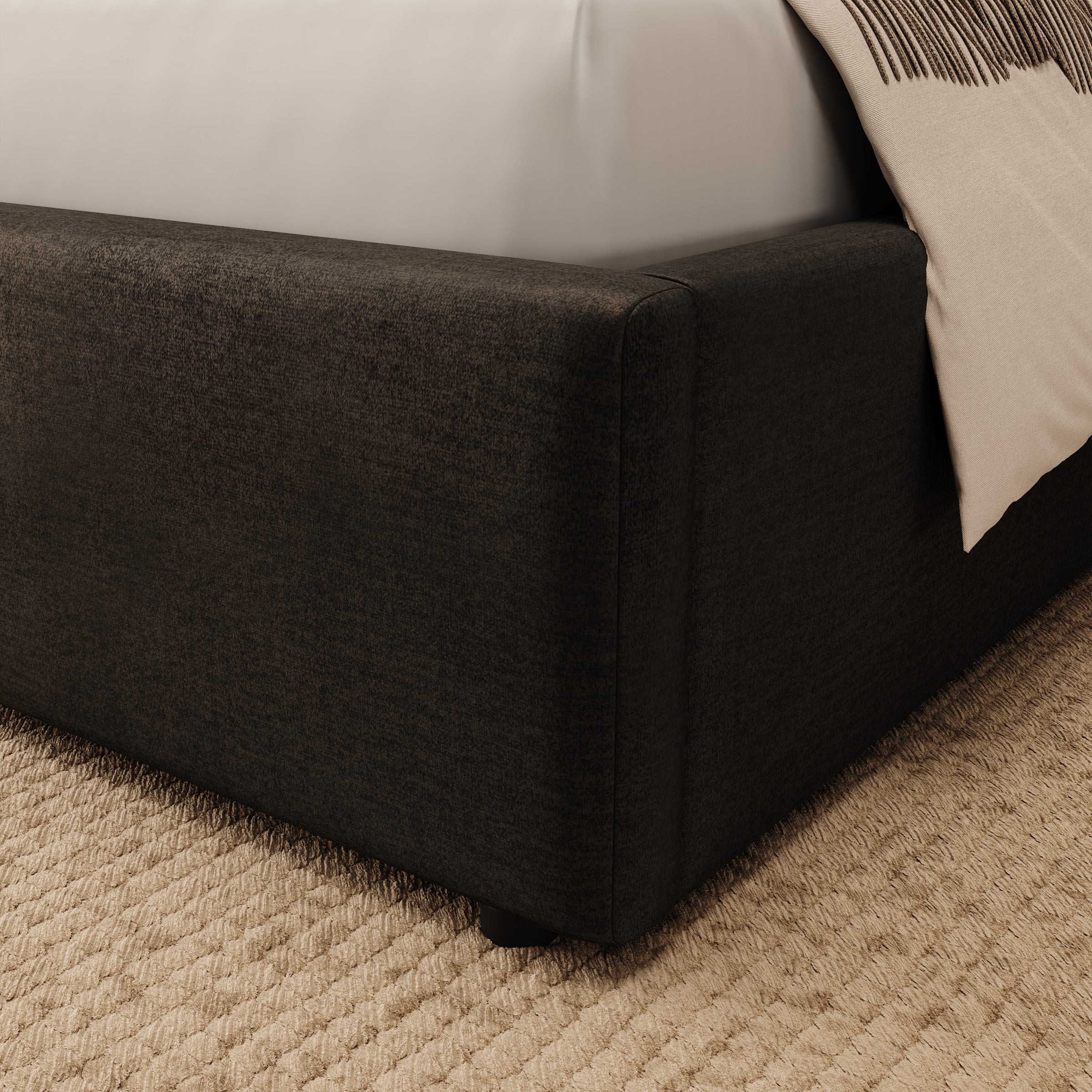Vento - Tweepersoonsbed - Velvet zwart - 140x200 cm