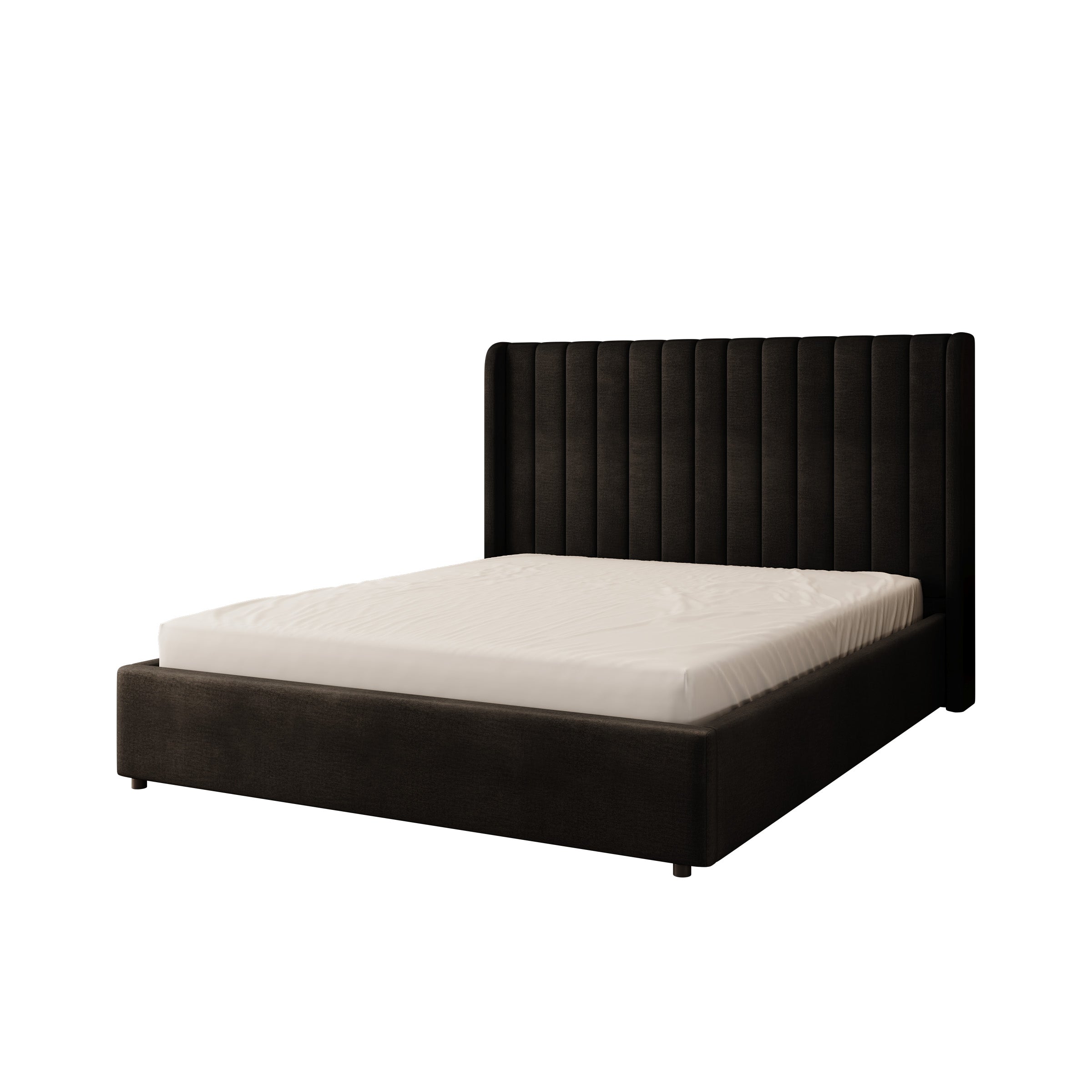 Vento - Tweepersoonsbed - Velvet zwart - 160x200 cm