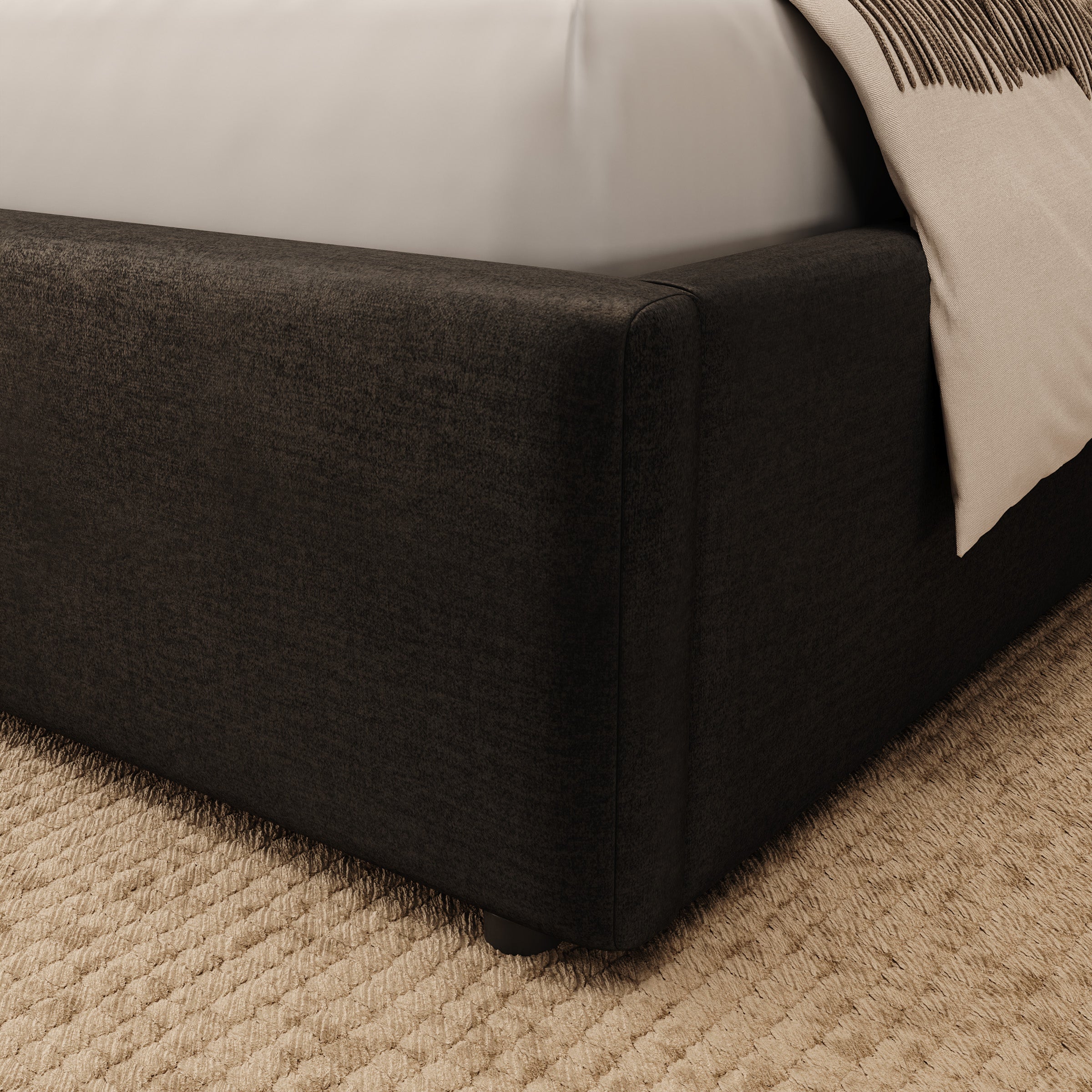 Vento - Tweepersoonsbed - Velvet zwart - 160x200 cm