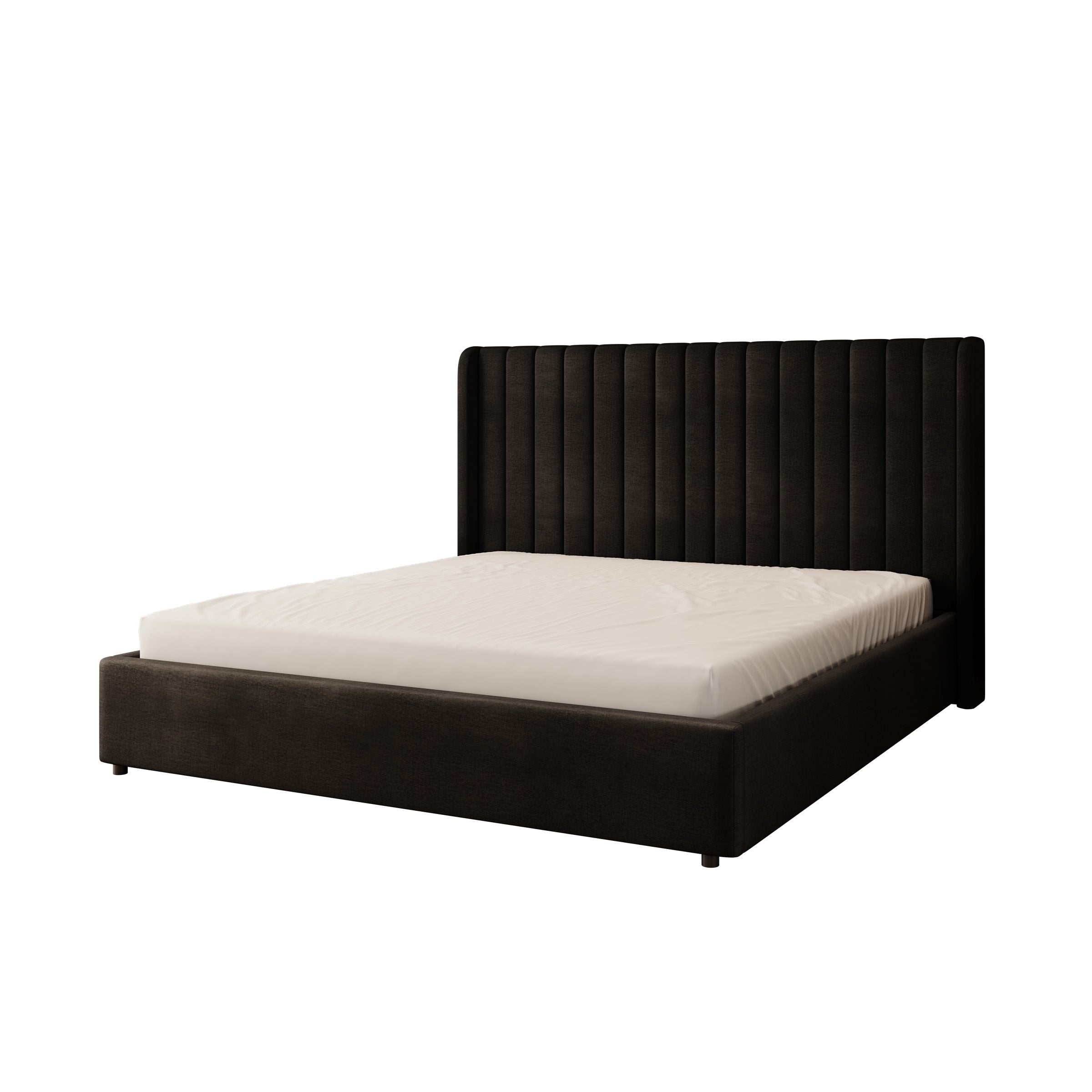 Vento - Tweepersoonsbed - Velvet zwart - 180x200 cm