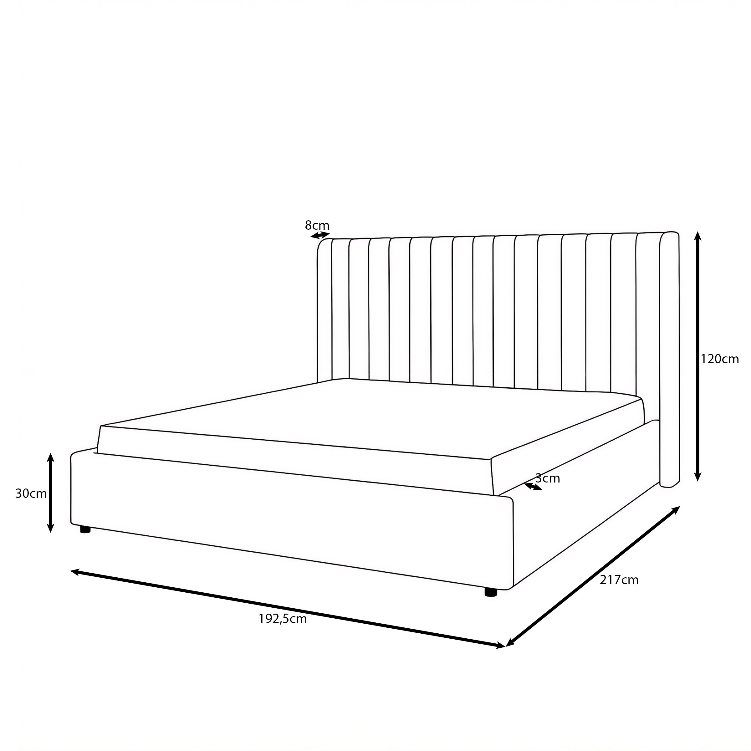 Vento - Tweepersoonsbed - Velvet zwart - 180x200 cm