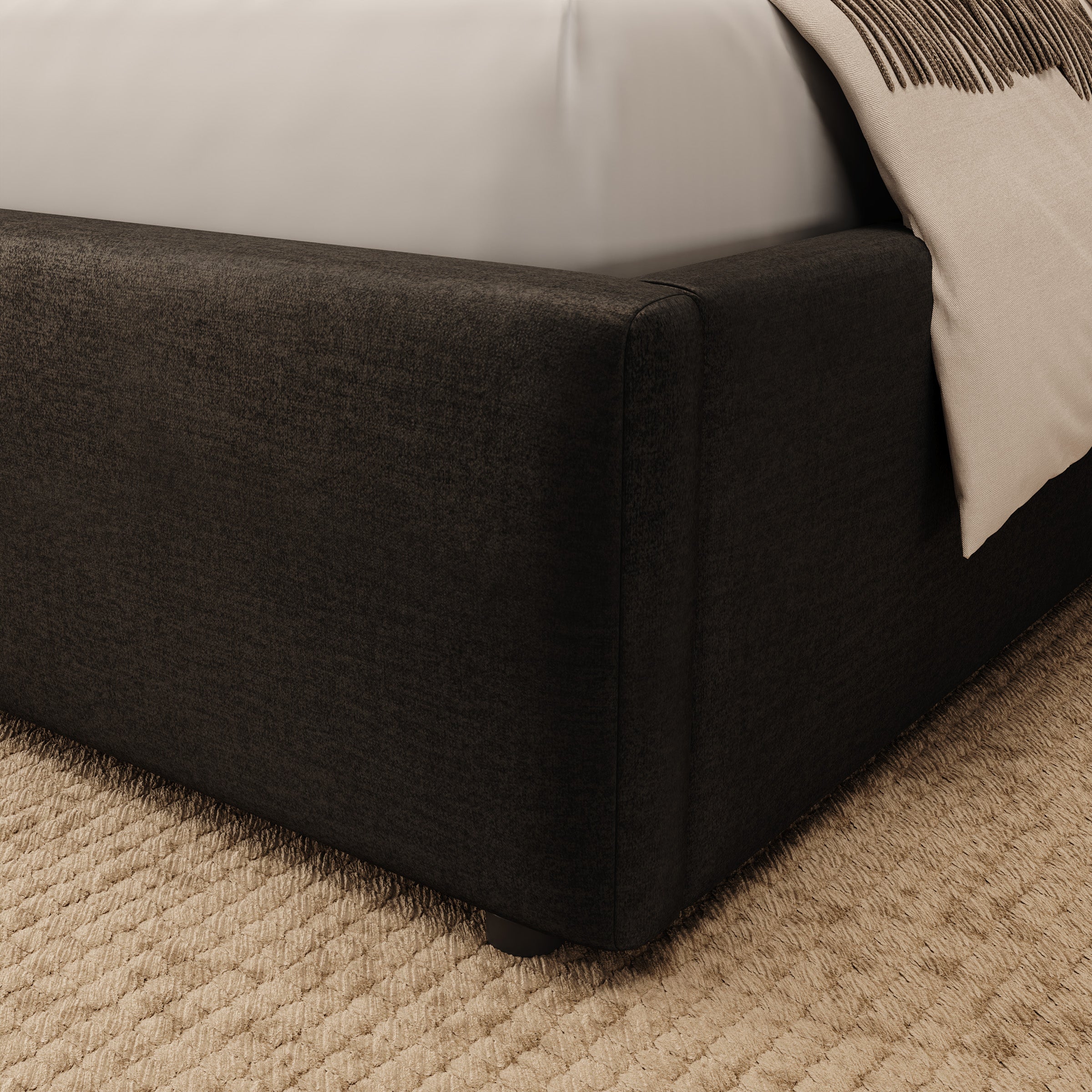 Vento - Tweepersoonsbed - Velvet zwart - 180x200 cm