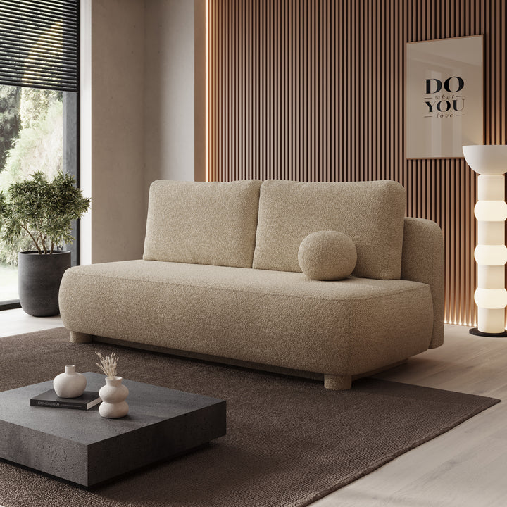 Venus - Slaapbank - Teddystof beige - 209x96x96 cm