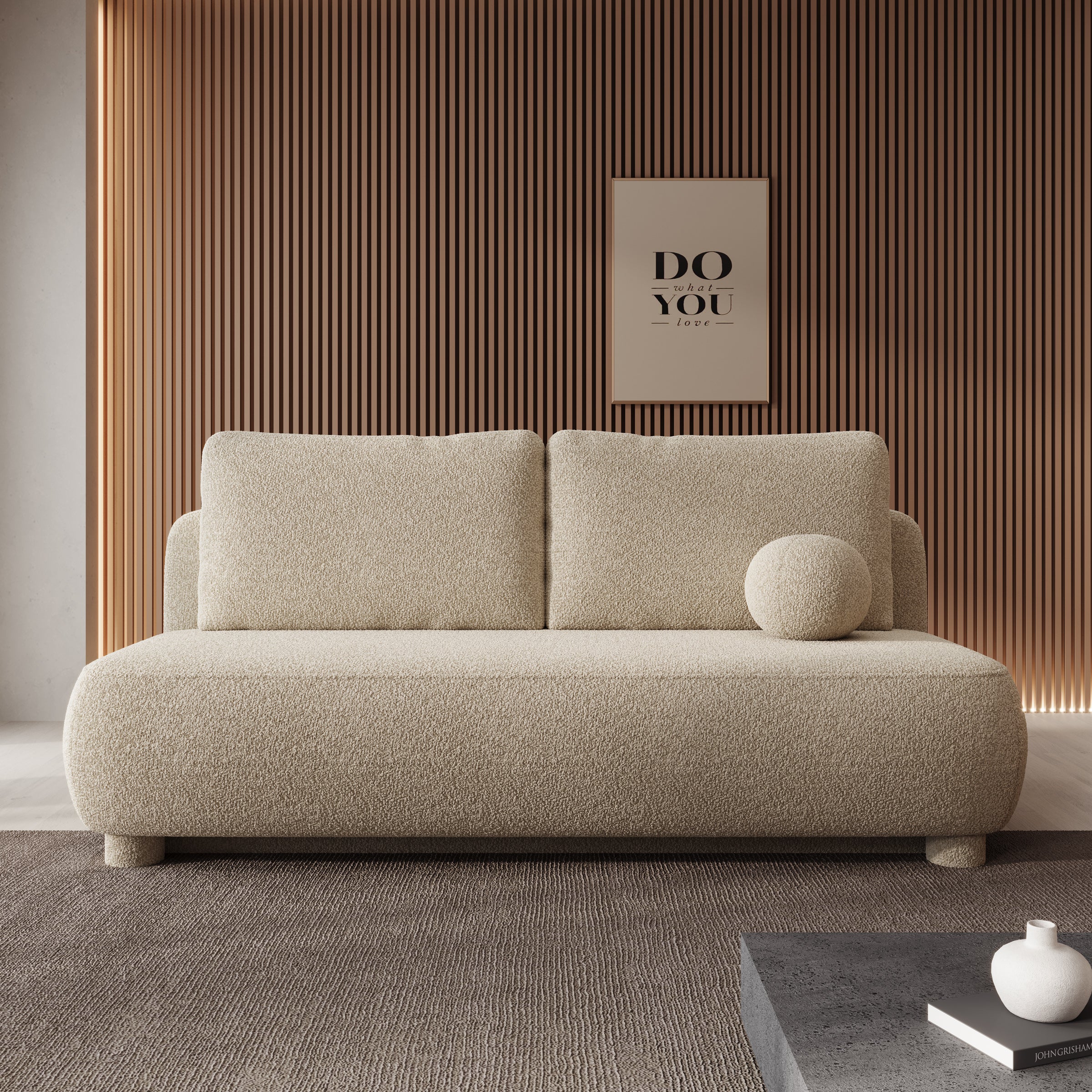 Venus - Slaapbank - Teddystof beige - 209x96x96 cm