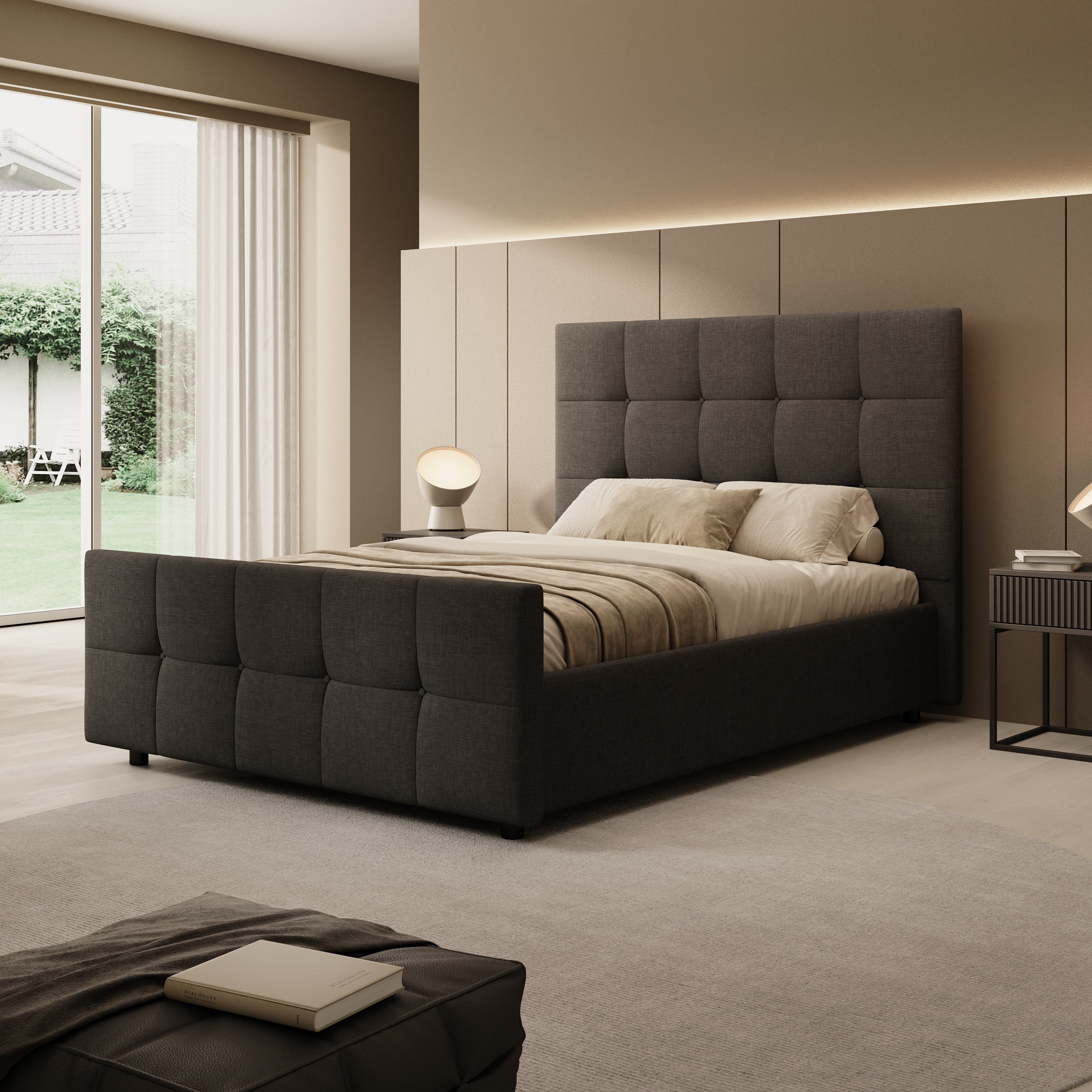 Verano - Tweepersoonsbed - Stof zwart - 140x200 cm