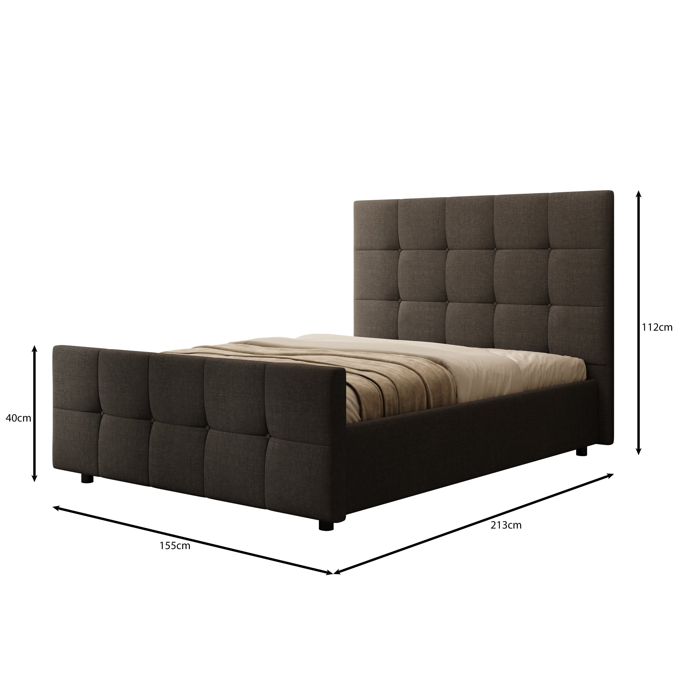 Verano - Tweepersoonsbed - Stof zwart - 140x200 cm