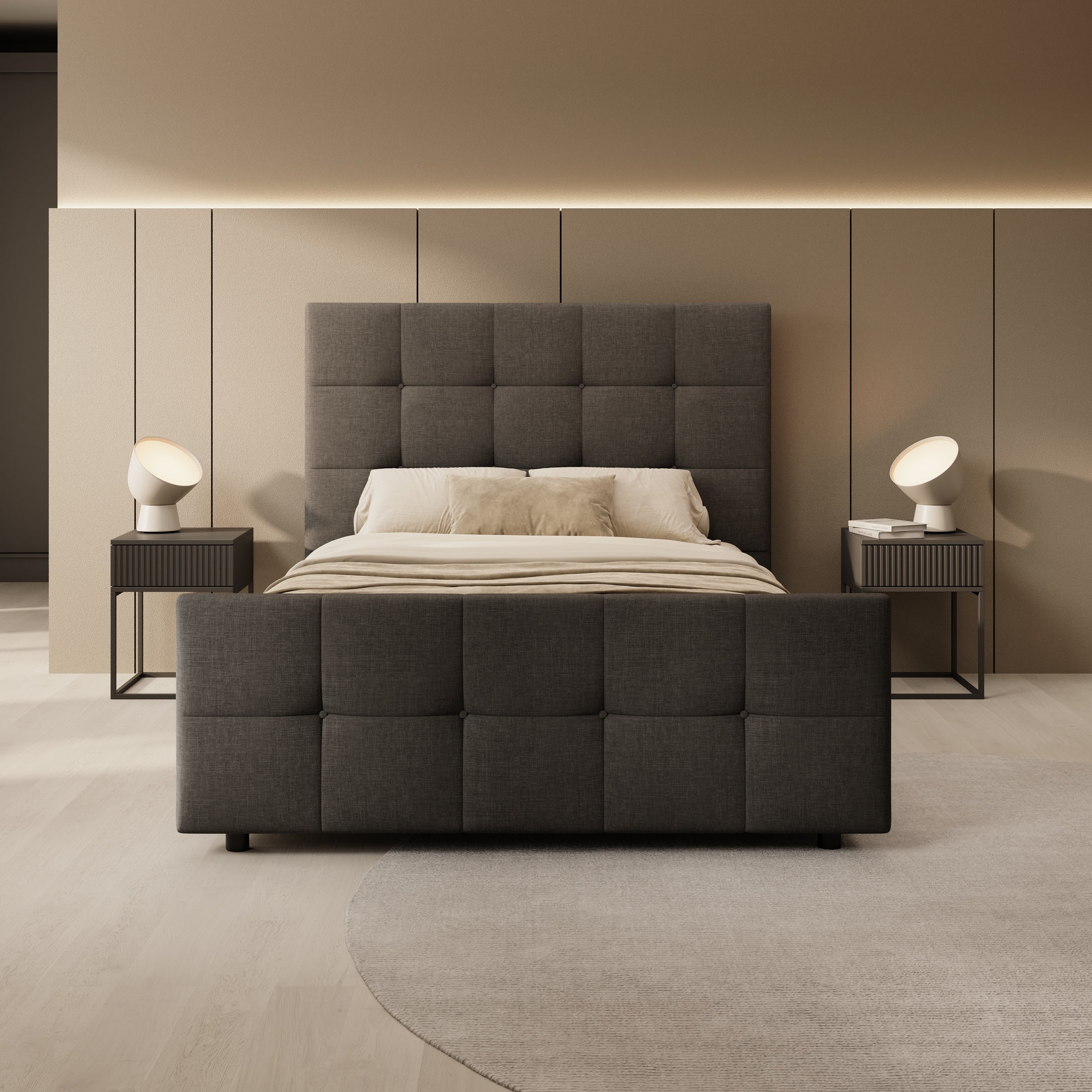 Verano - Tweepersoonsbed - Stof zwart - 140x200 cm