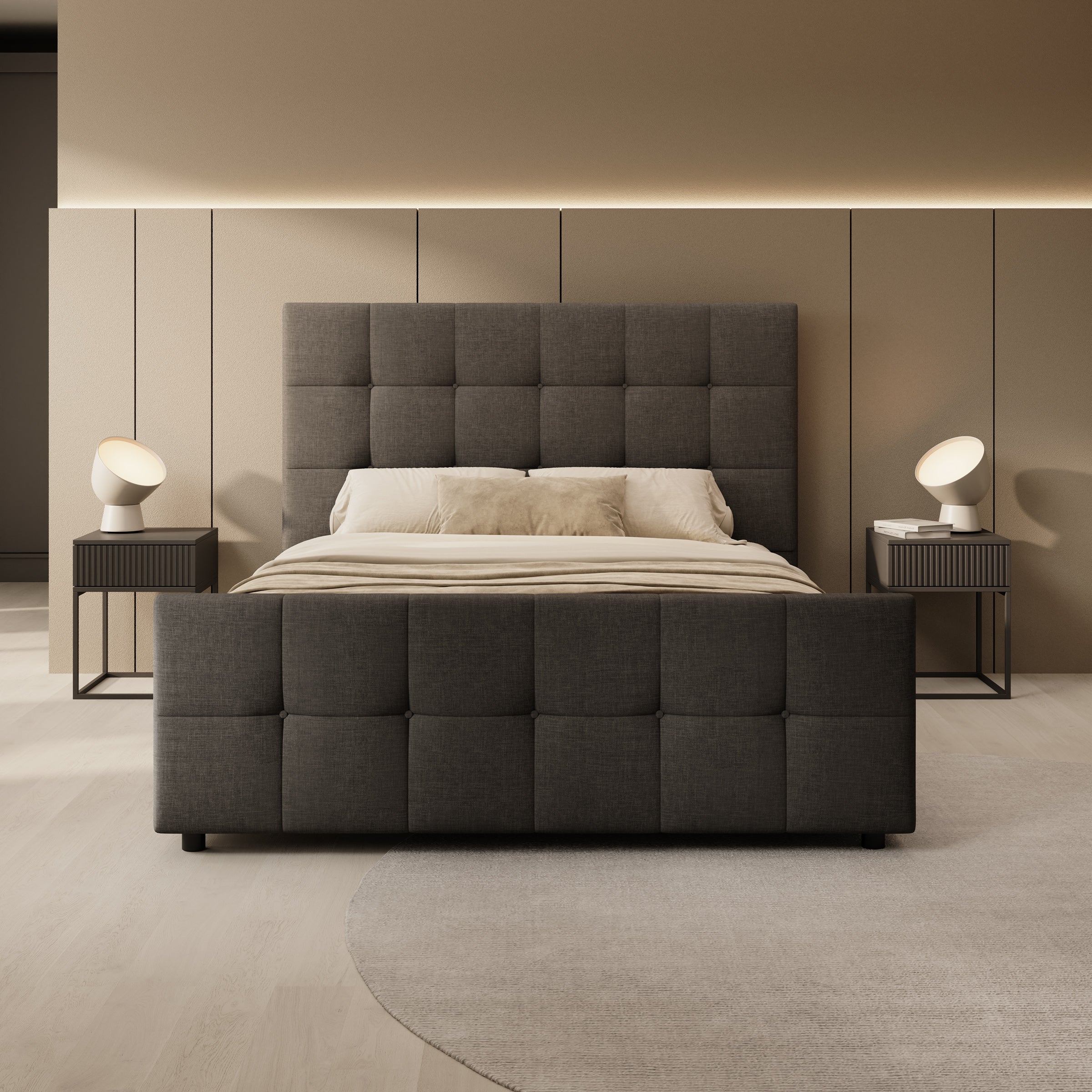 Verano - Tweepersoonsbed - Stof zwart - 180x200 cm