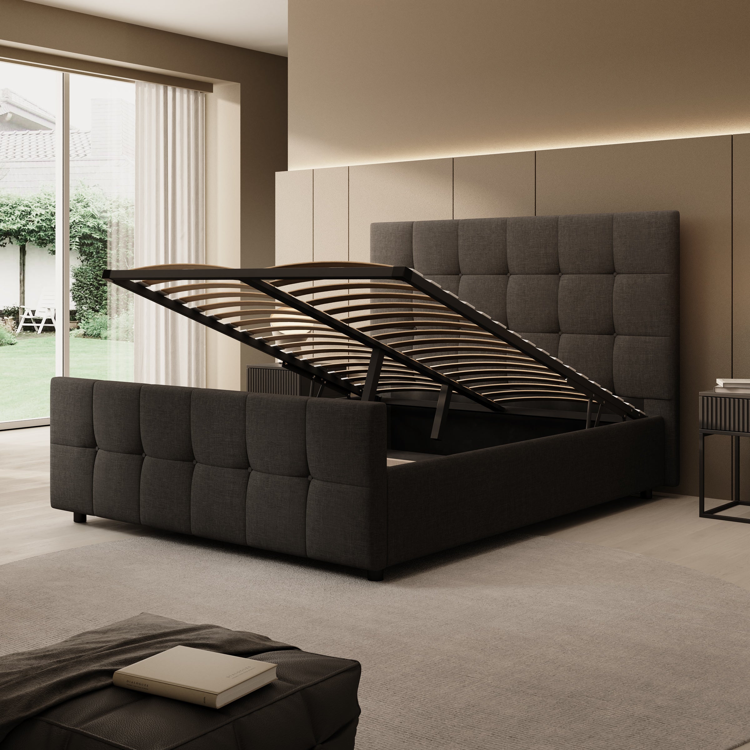 Verano - Tweepersoonsbed - Stof zwart - 180x200 cm