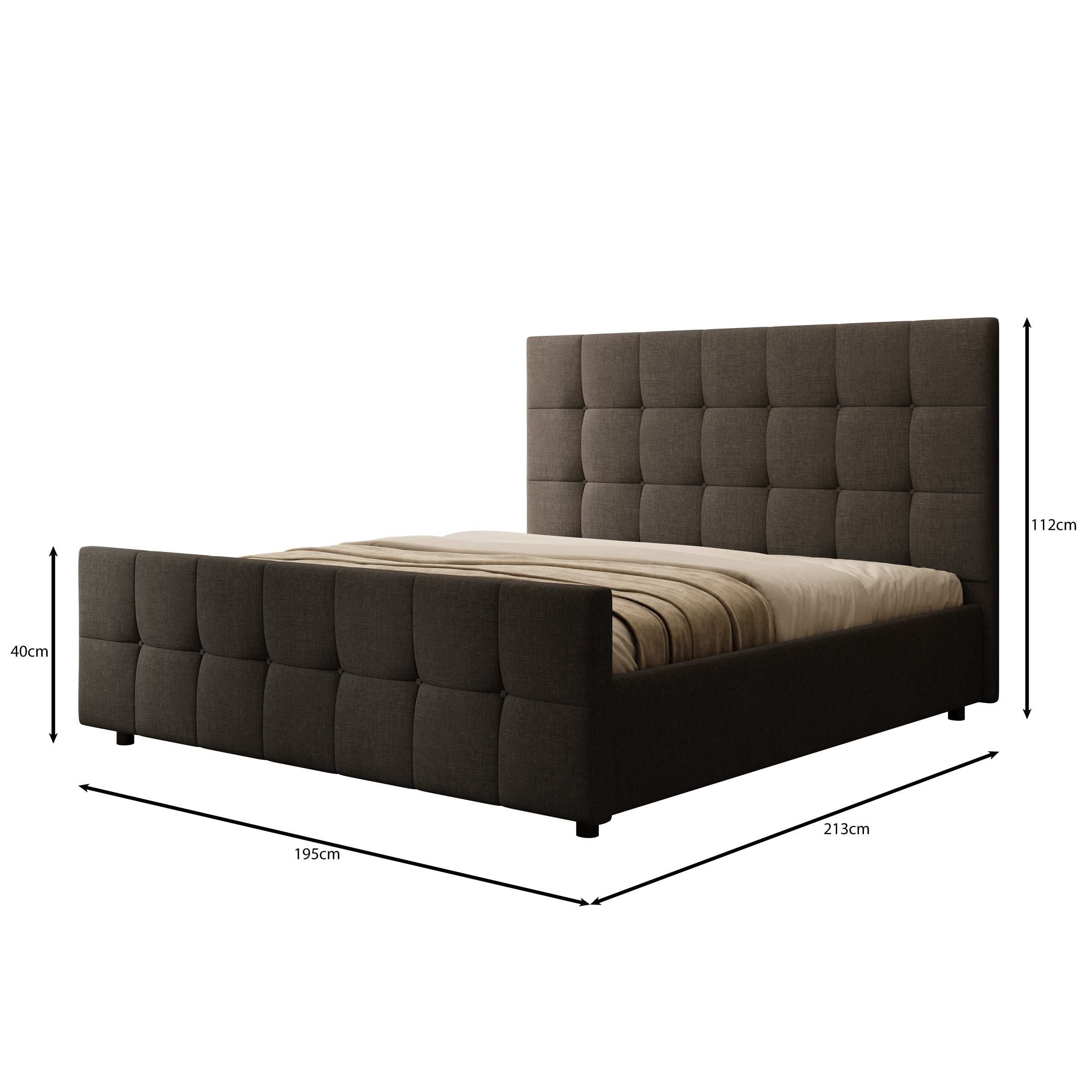 Verano - Tweepersoonsbed - Stof zwart - 180x200 cm