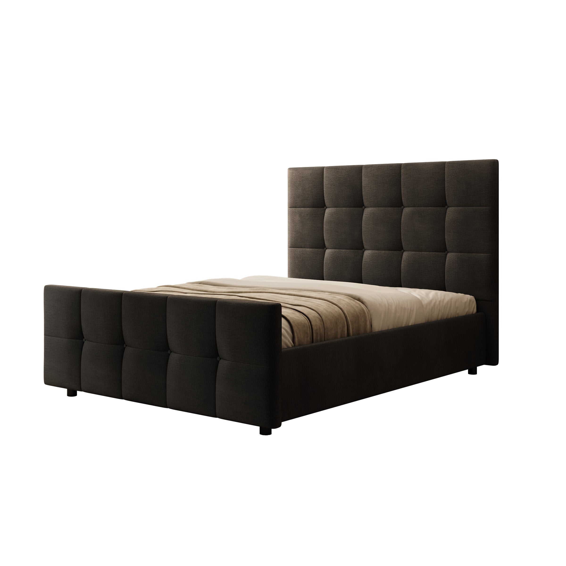 Verano - Tweepersoonsbed - Velvet zwart - 140x200 cm