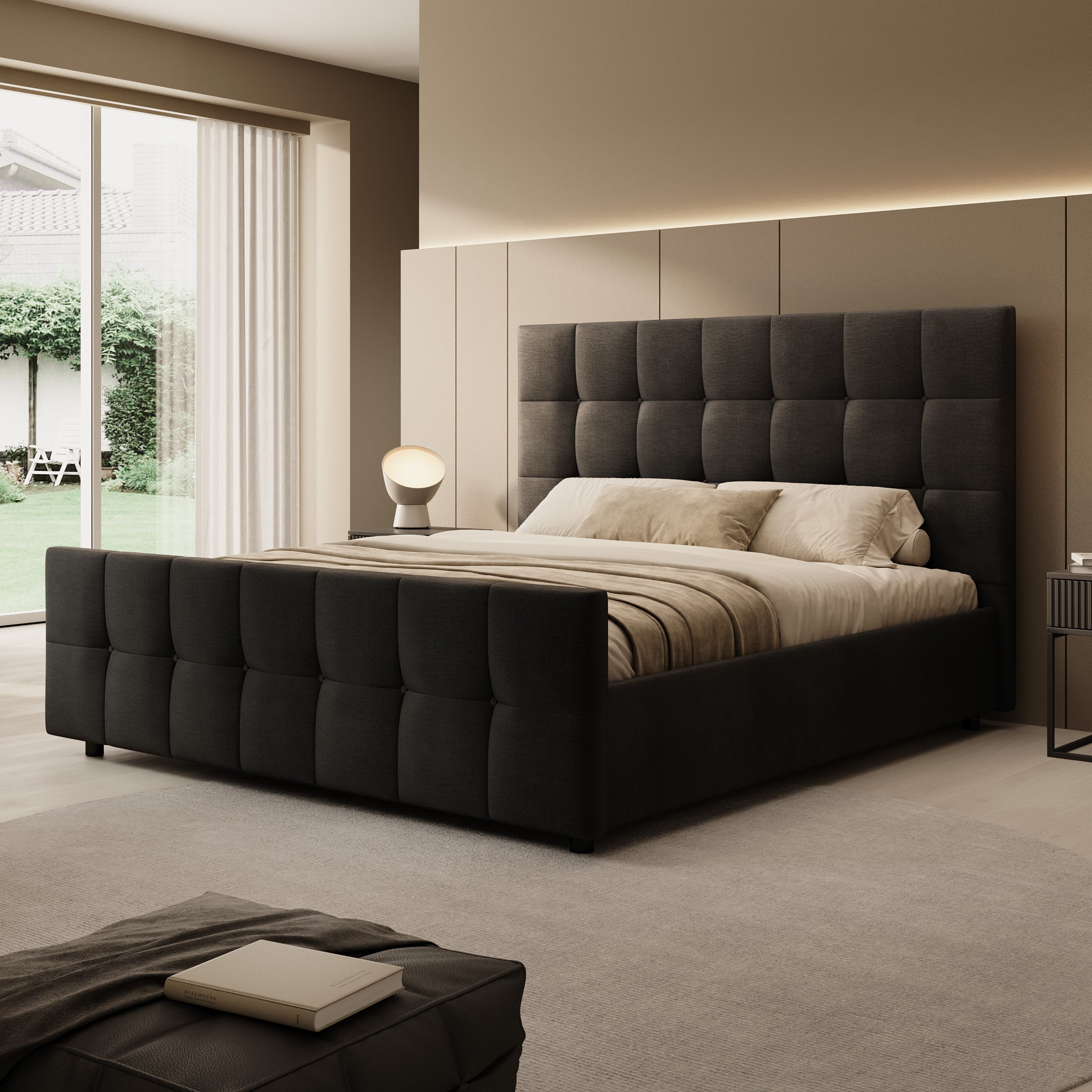 Verano - Tweepersoonsbed - Velvet zwart - 180x200 cm