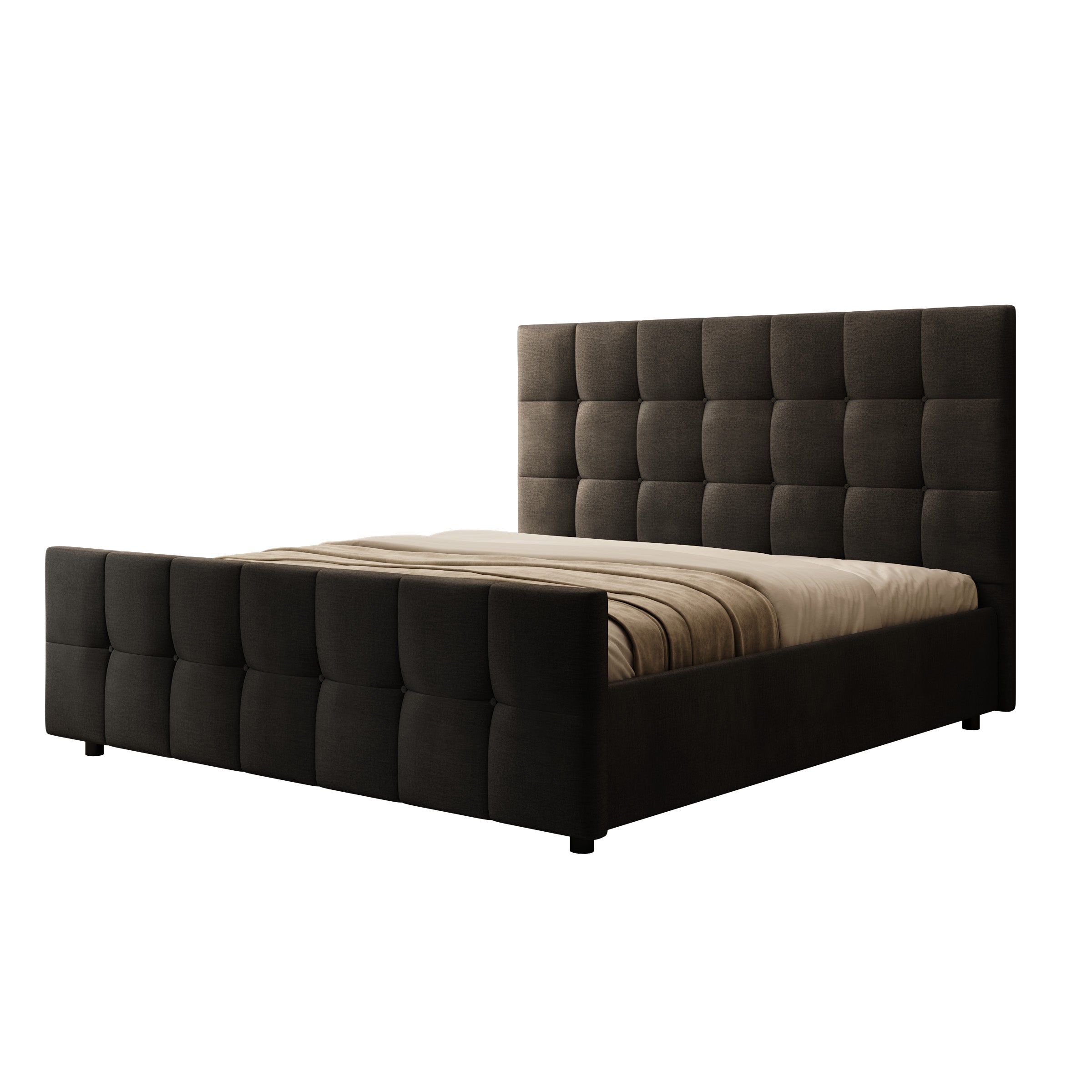 Verano - Tweepersoonsbed - Velvet zwart - 180x200 cm