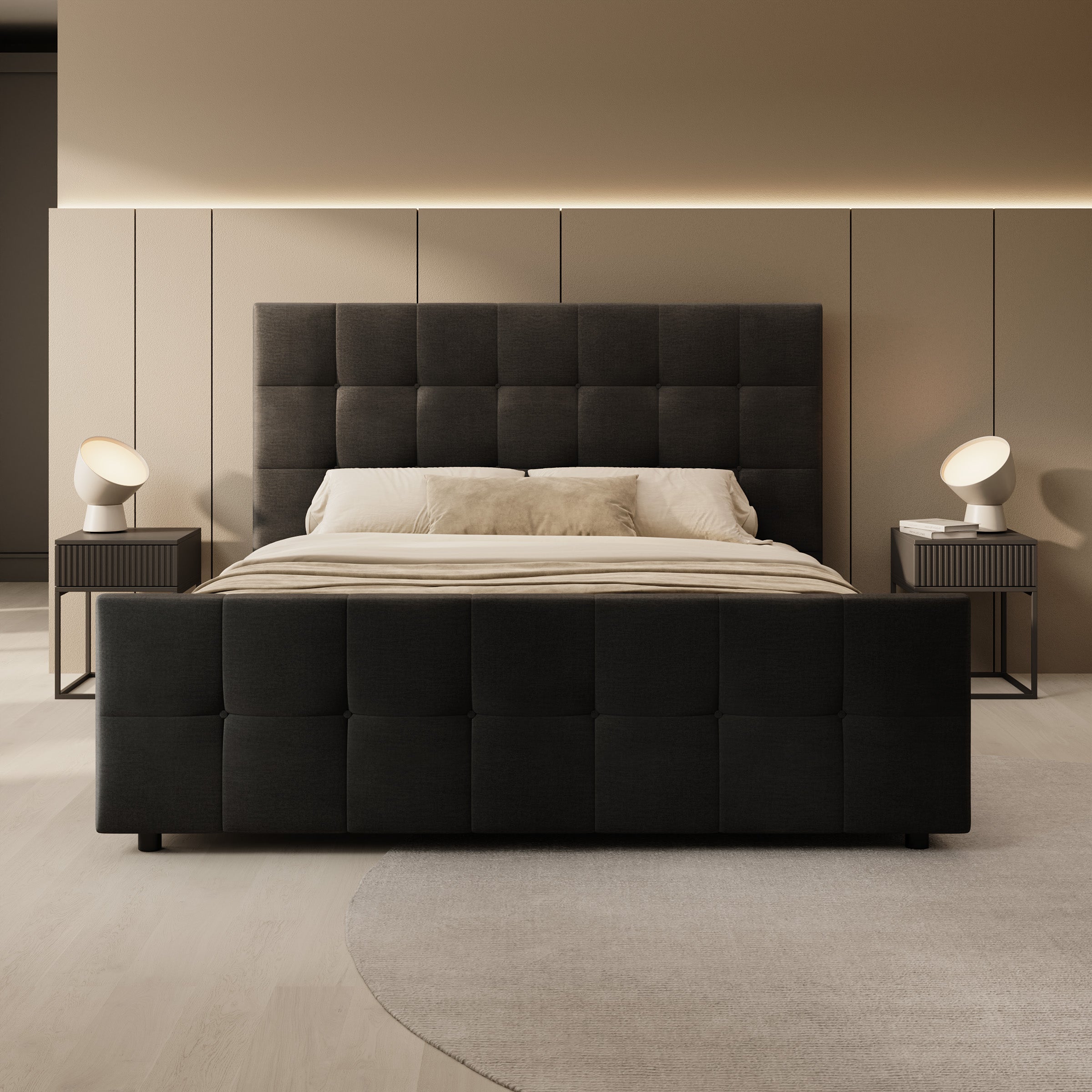 Verano - Tweepersoonsbed - Velvet zwart - 180x200 cm