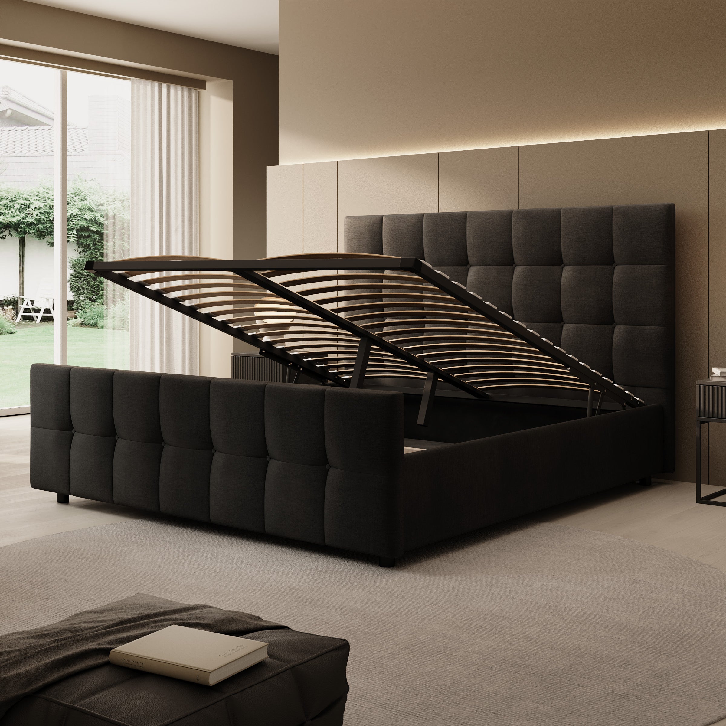 Verano - Tweepersoonsbed - Velvet zwart - 180x200 cm