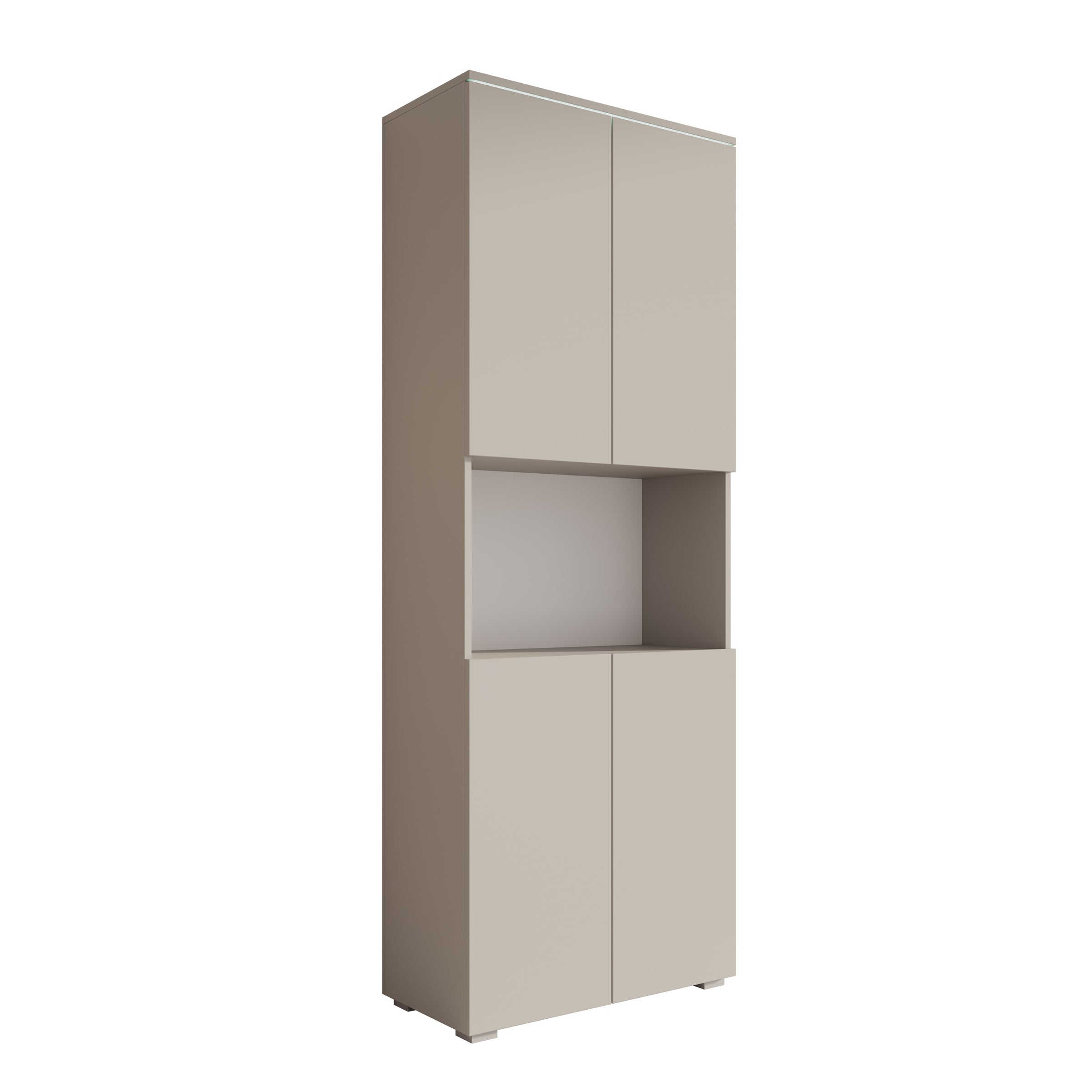 Verity - Boekenkast met LED - Beige - 68x33x182 cm