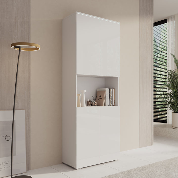 Verity - Boekenkast met LED - Wit - 68x33x182 cm