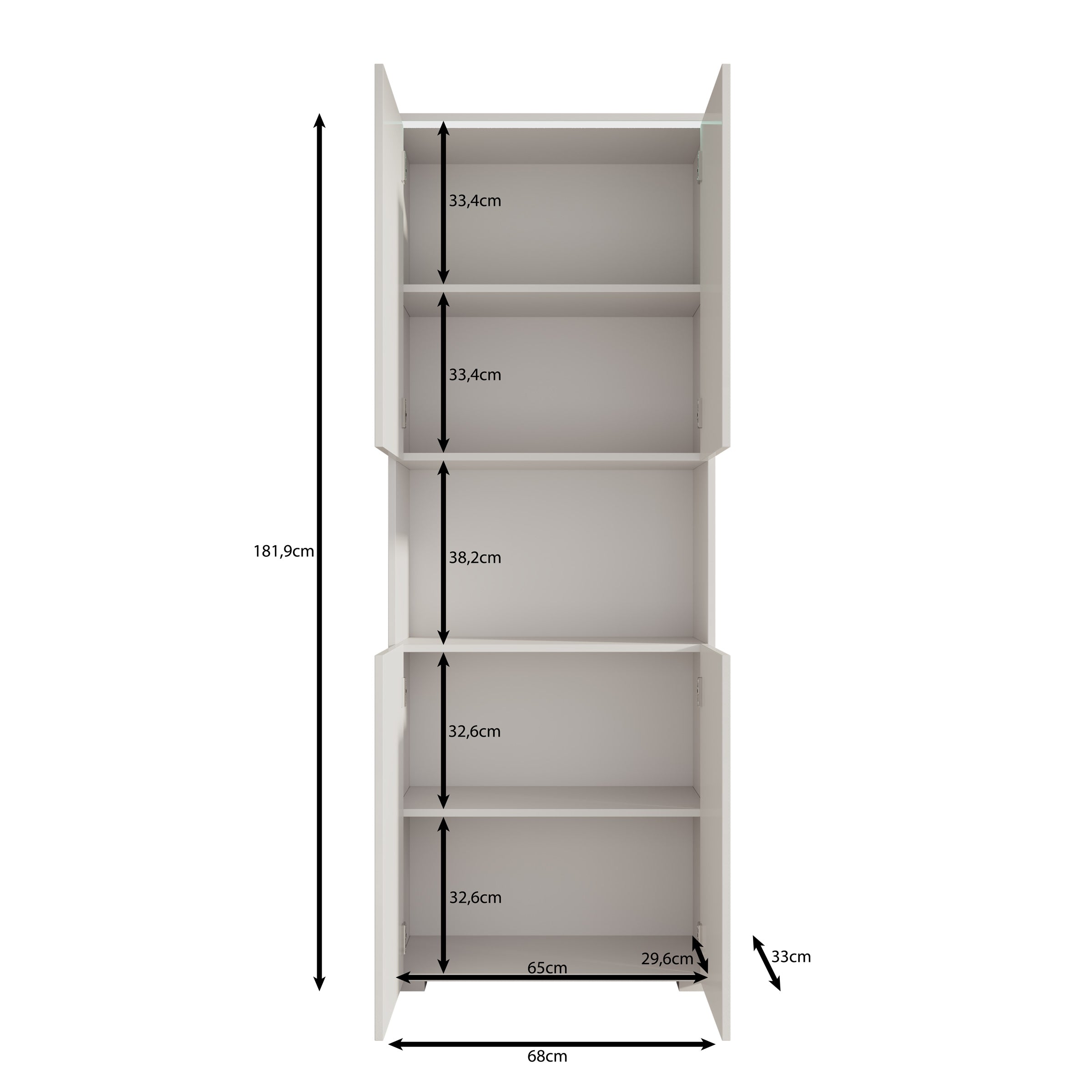 Verity - Boekenkast met LED - Wit - 68x33x182 cm