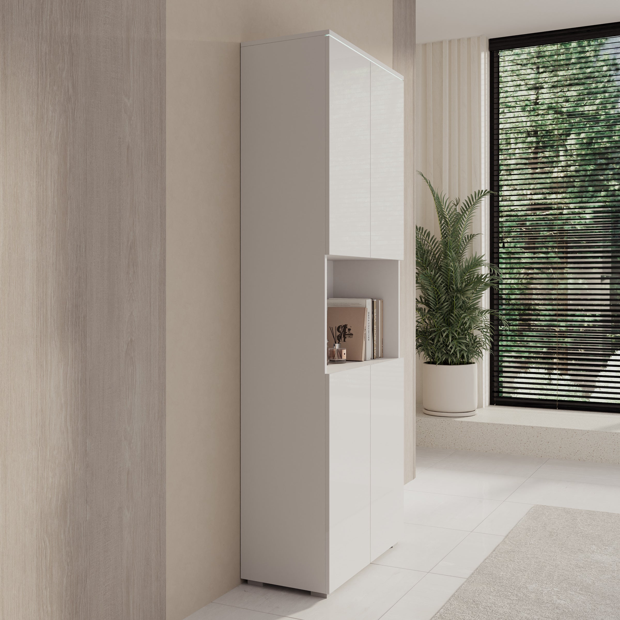 Verity - Boekenkast met LED - Wit - 68x33x182 cm